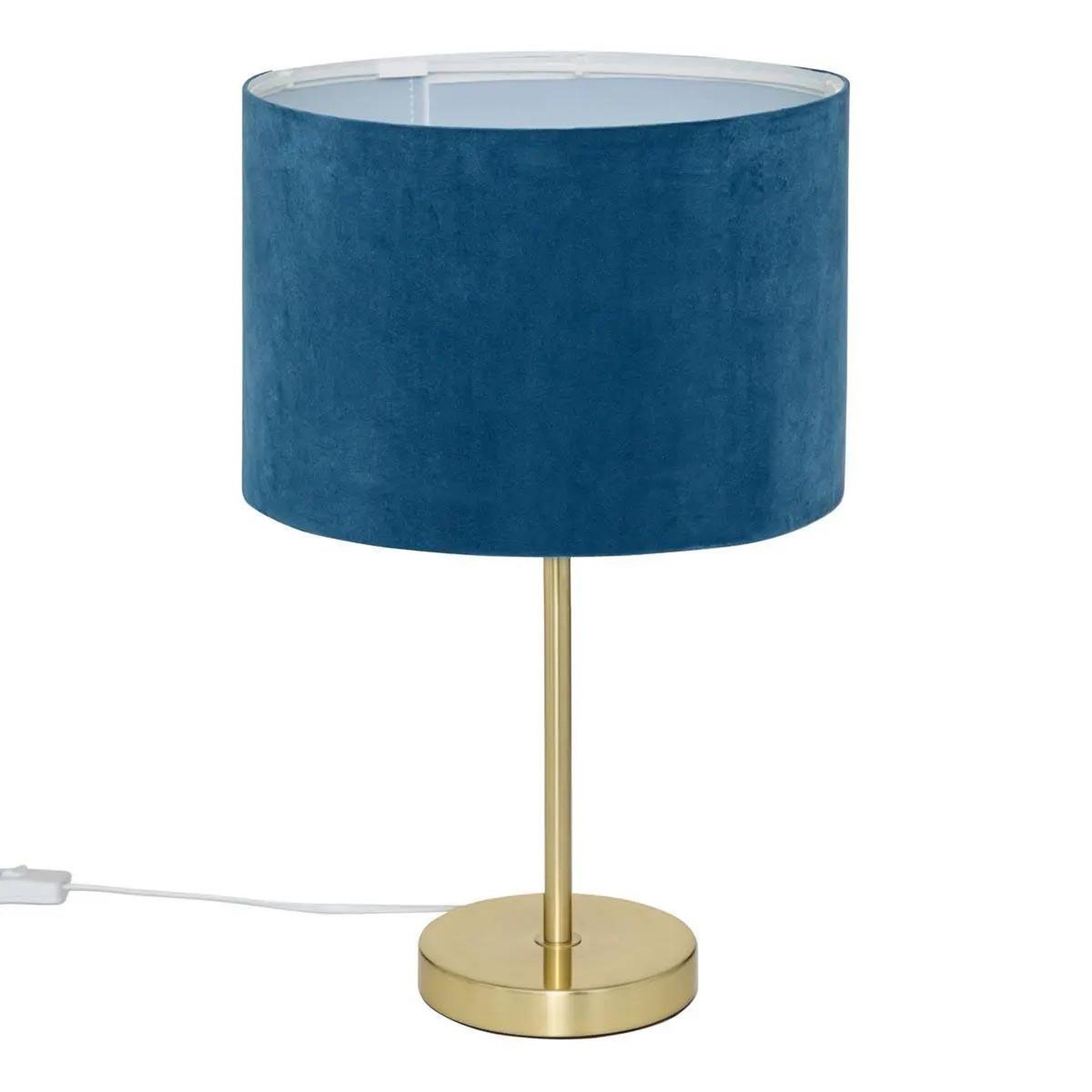 Voir la diapositive 3 : ATMOSPHERA Abat-jour en velours  beline  30cm bleu canard