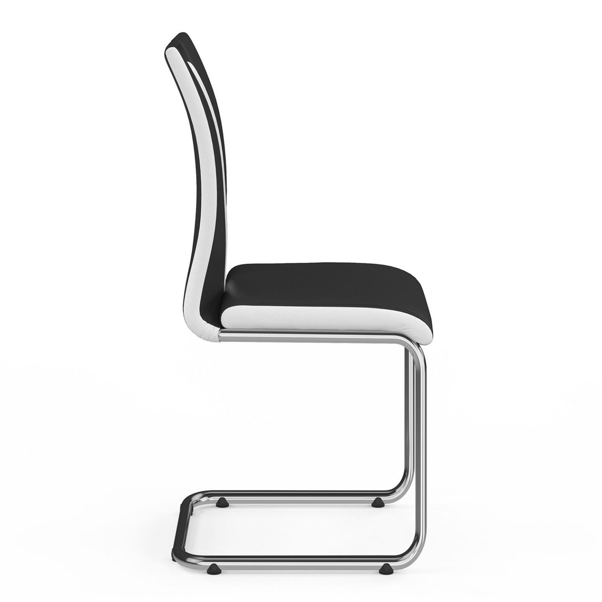 Voir la diapositive 4 : ID MARKET Lot de 4 chaises pia noires et blanches pour salle à manger