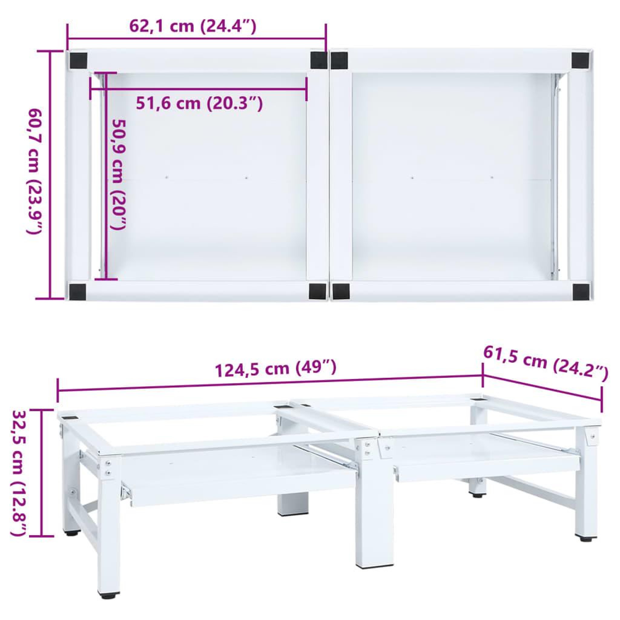 Voir la diapositive 6 : VIDAXL Socle de lave-linge et seche-linge et etagere coulissante Blanc