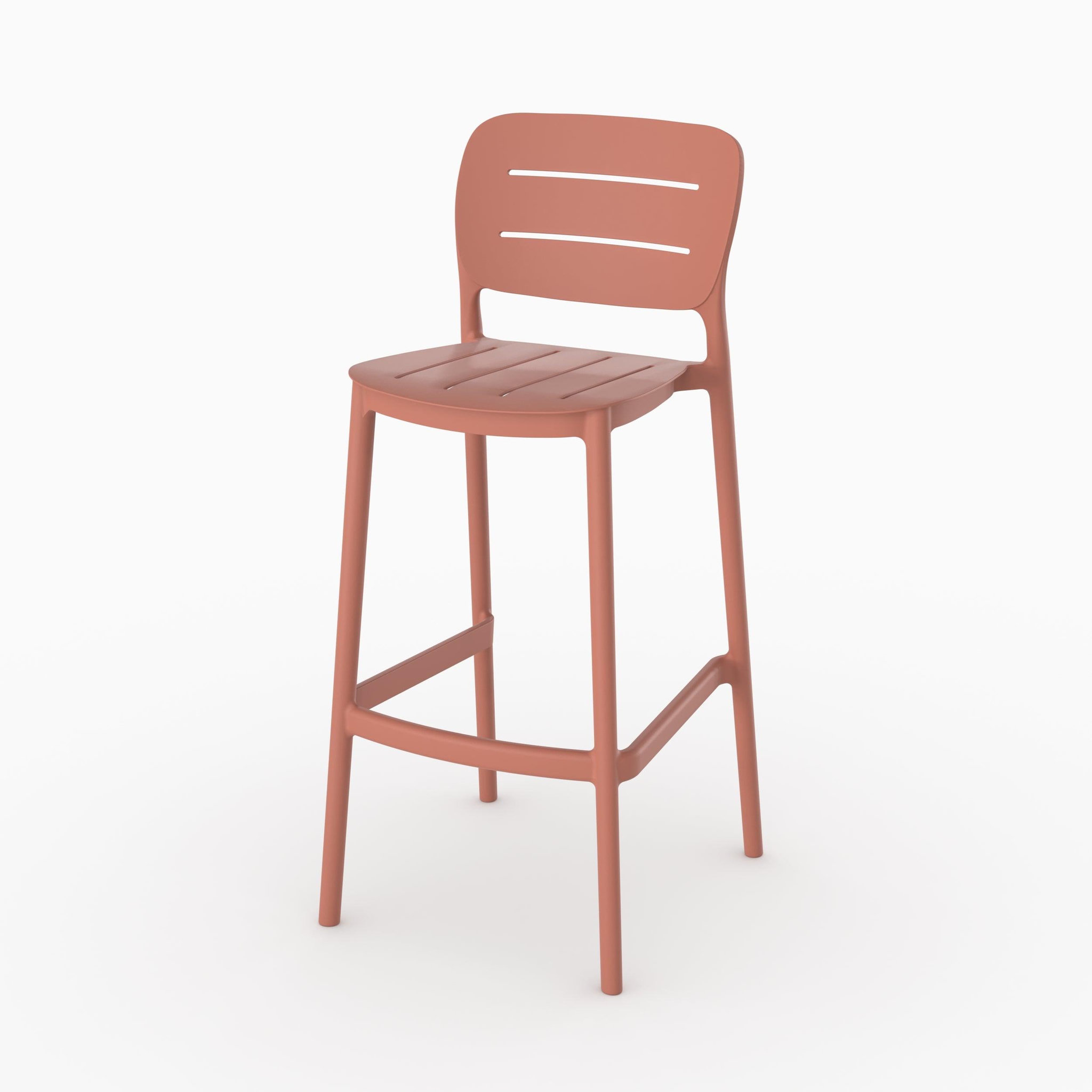 Voir la diapositive 3 : MAISON PAVANE Lot de 2 chaises de bar de jardin 75 cm en plastique vieux rose-lola
