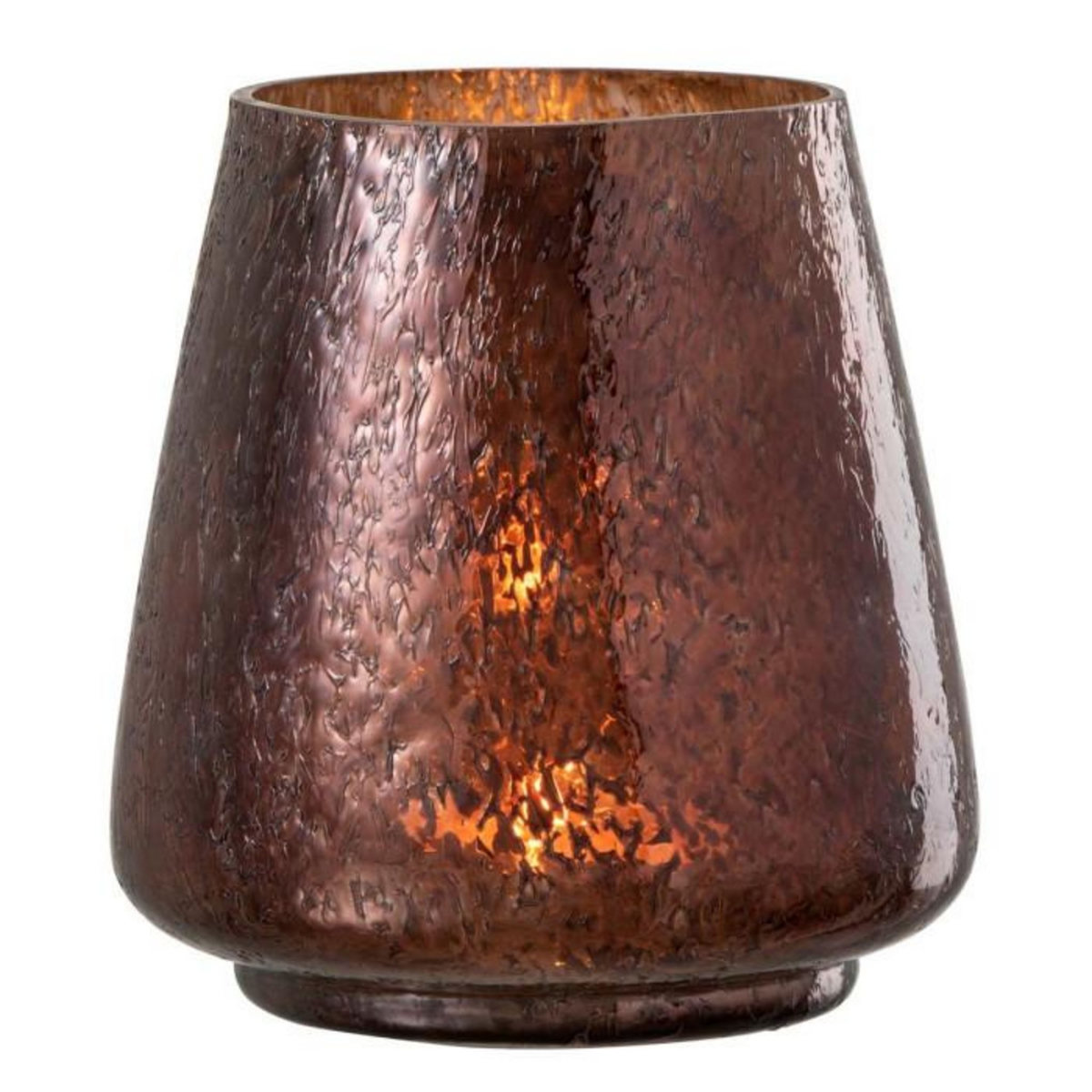 Paris Prix Photophore Design en Verre  Arrondi  16cm Marron