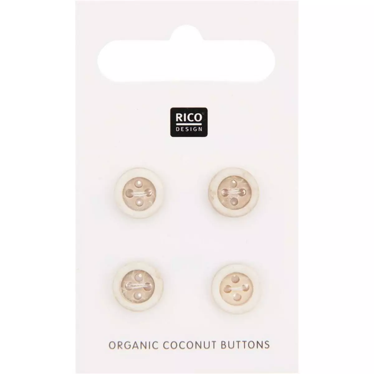 RICO DESIGN 4 boutons en noix de coco - 10 mm
