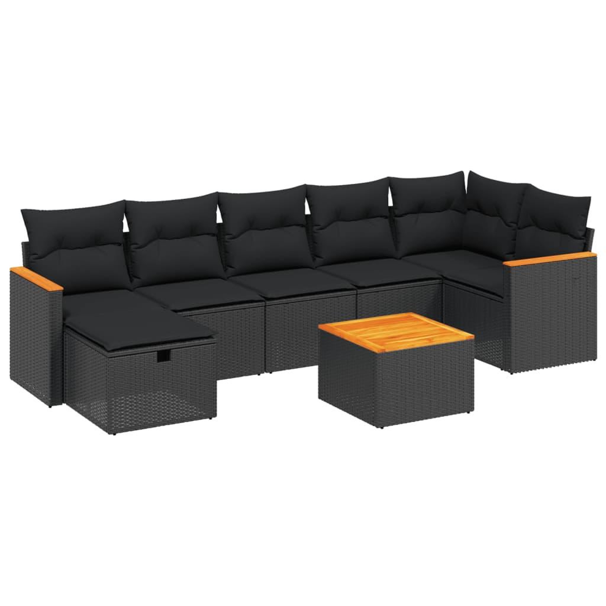 Voir la diapositive 2 : VIDAXL Salon de jardin 8 pcs avec coussins noir resine tressee