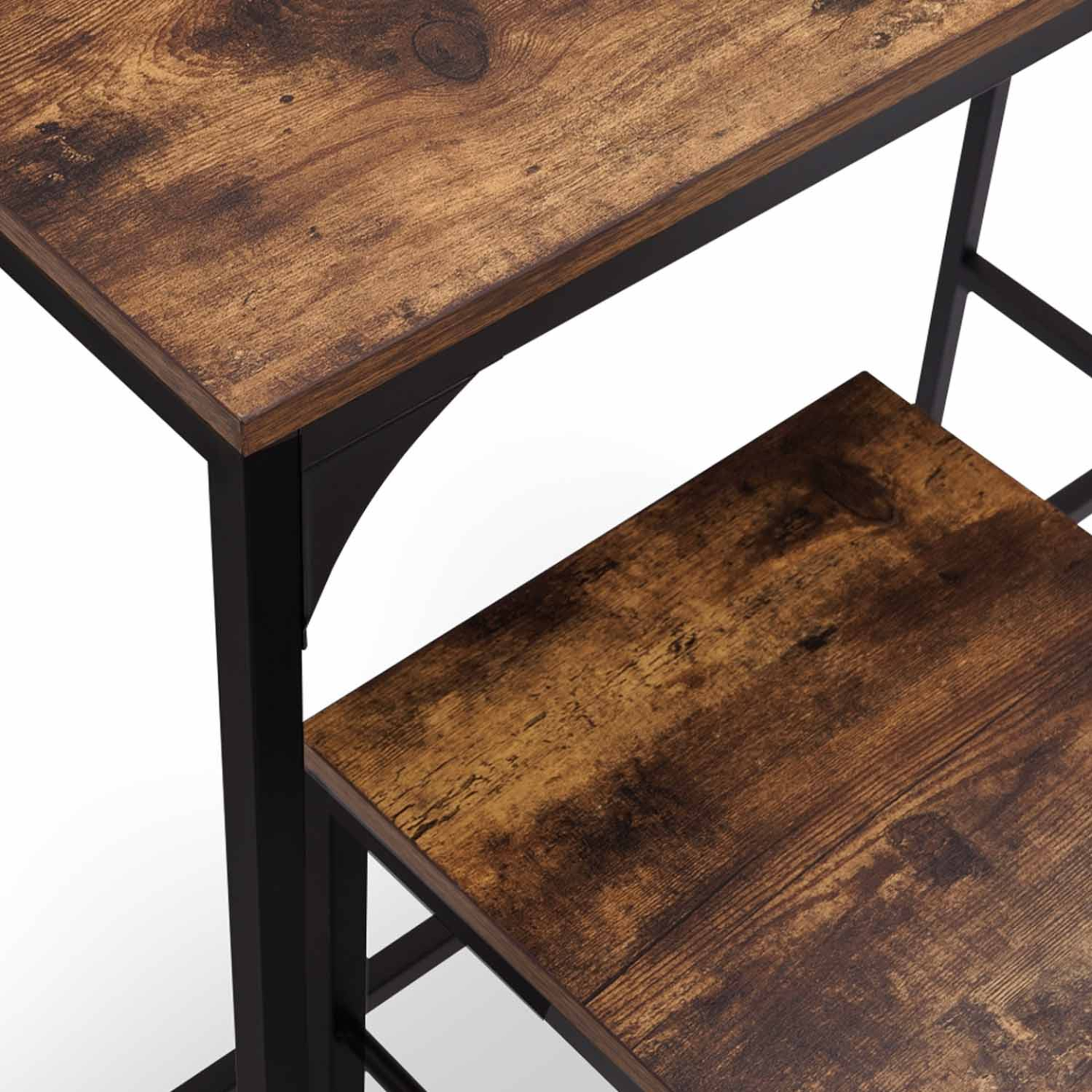 Voir la diapositive 4 : ID MARKET Ensemble table haute de bar dayton 100 cm et 4 chaises de bar effet vieilli design industriel