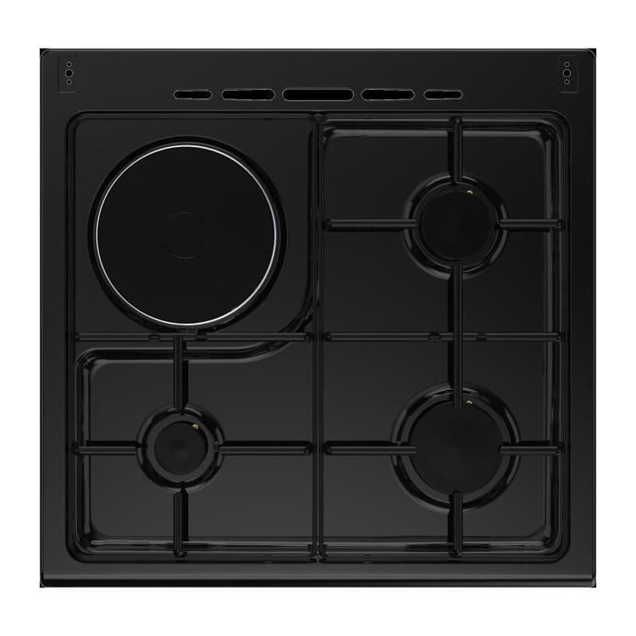 Voir la diapositive 5 : CONTINENTAL EDISON Cuisinière mixte – 3 feux gaz + 1 électrique –  Noir – Continental Edison CECM60FCB