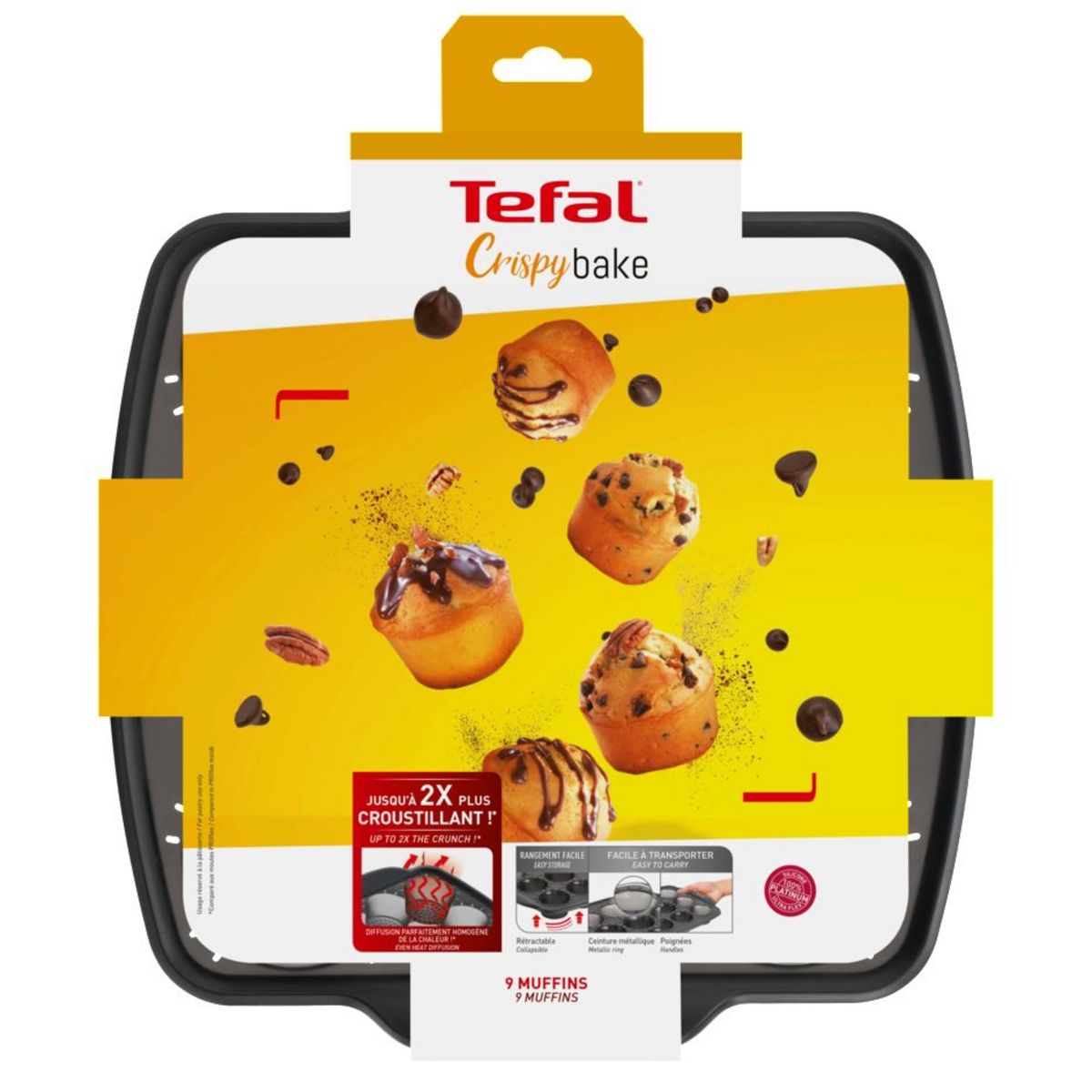 TEFAL Plaque 9 muffins rétractable CRISPYBAKE silicone