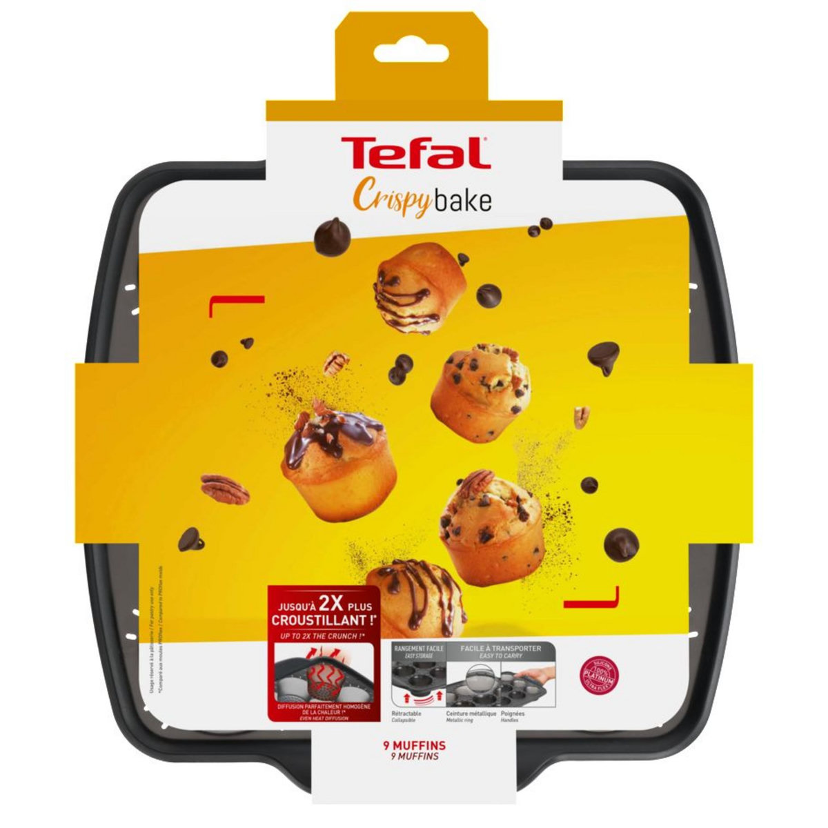TEFAL Plaque 9 muffins rétractable CRISPYBAKE silicone