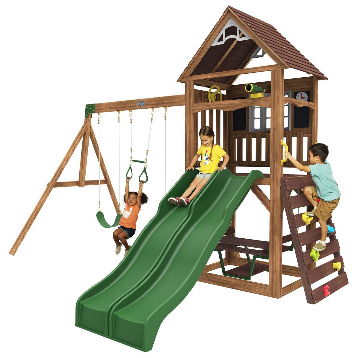 Kidkraft Aire de jeux en bois avec double toboggan LINDALE