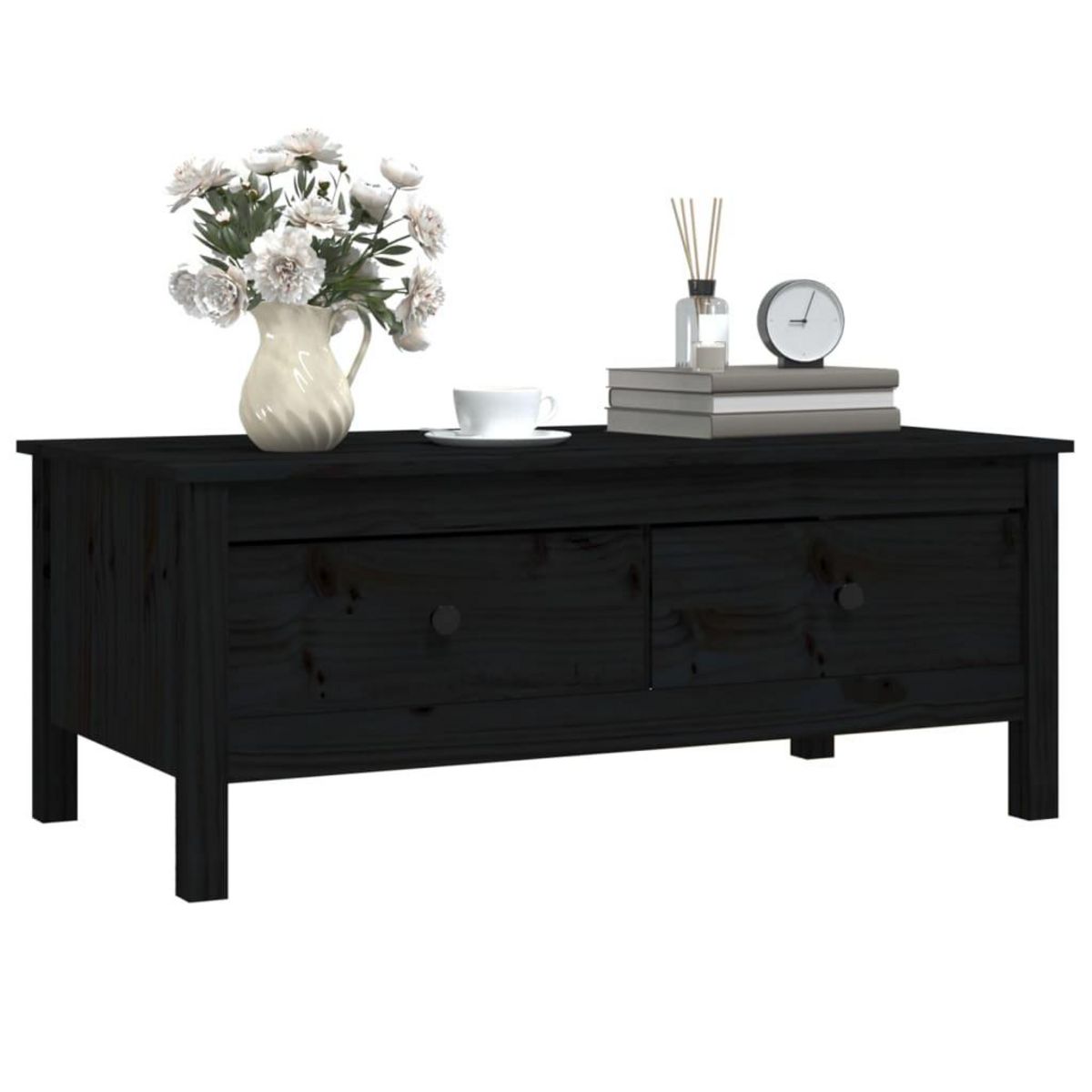 VIDAXL Table basse Noir 100x50x40 cm Bois massif de pin