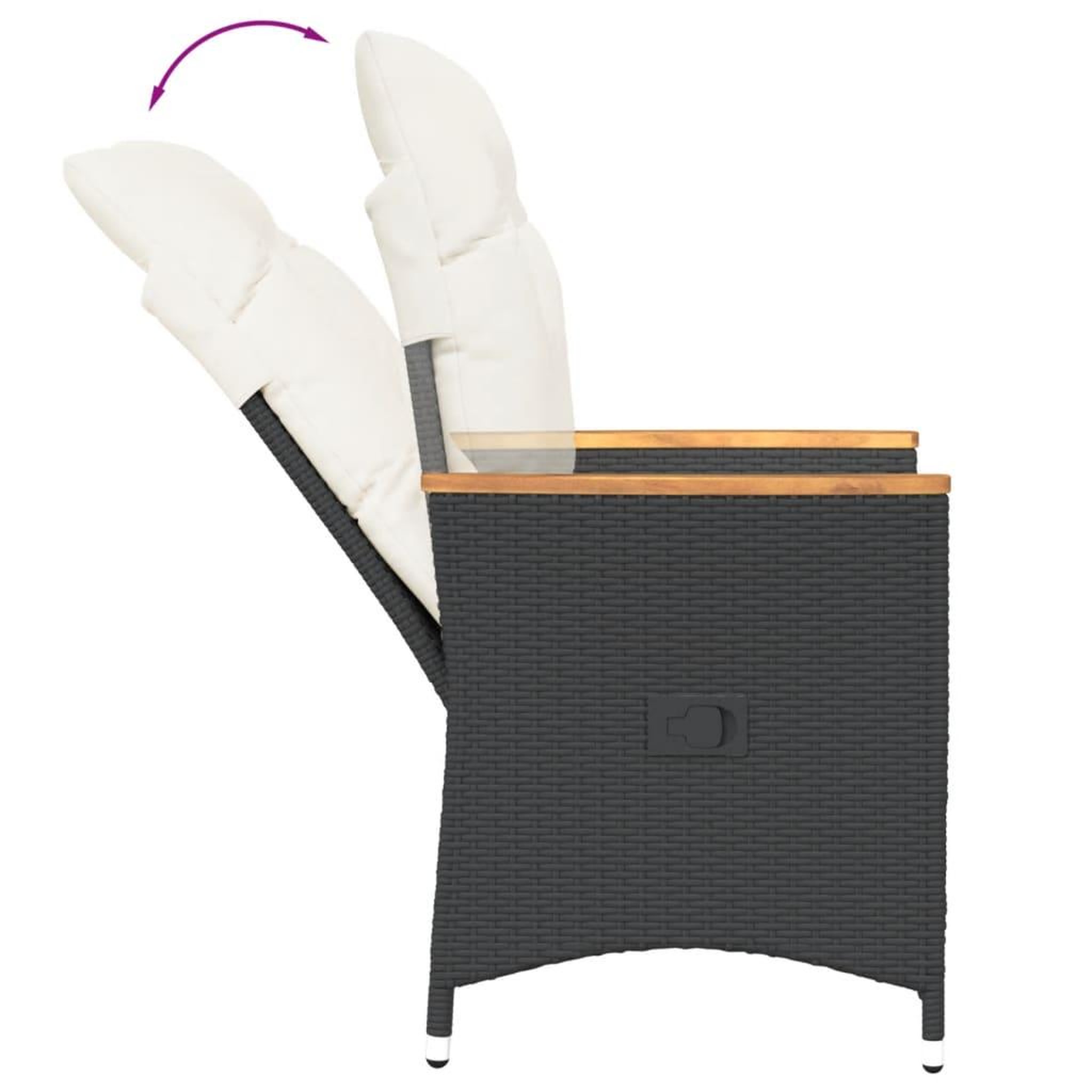 Voir la diapositive 5 : VIDAXL Ensemble de bistro 3 pcs avec coussins noir resine tressee