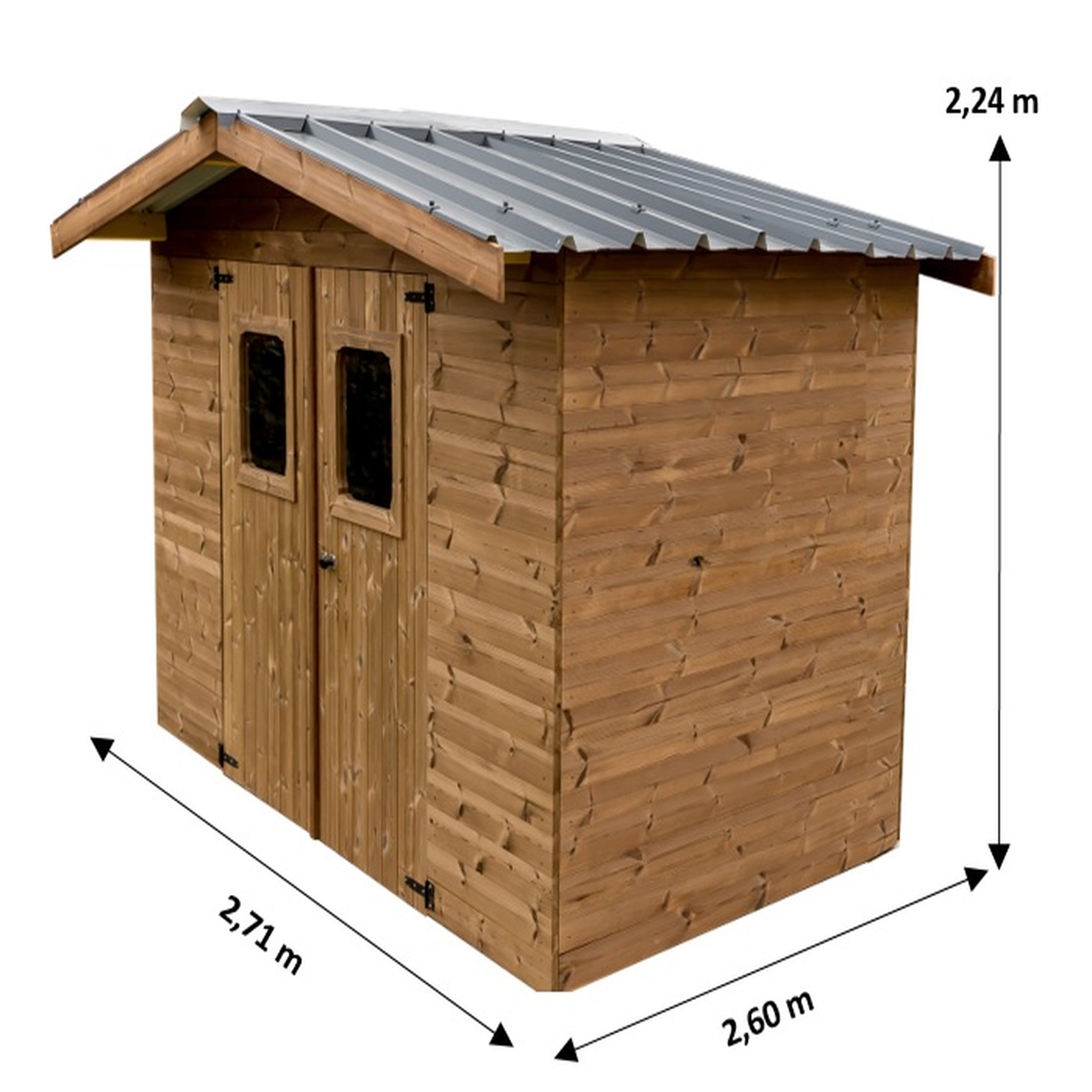 Voir la diapositive 2 : Habrita Abri de jardin bois - Autoclavé - 7,07m²