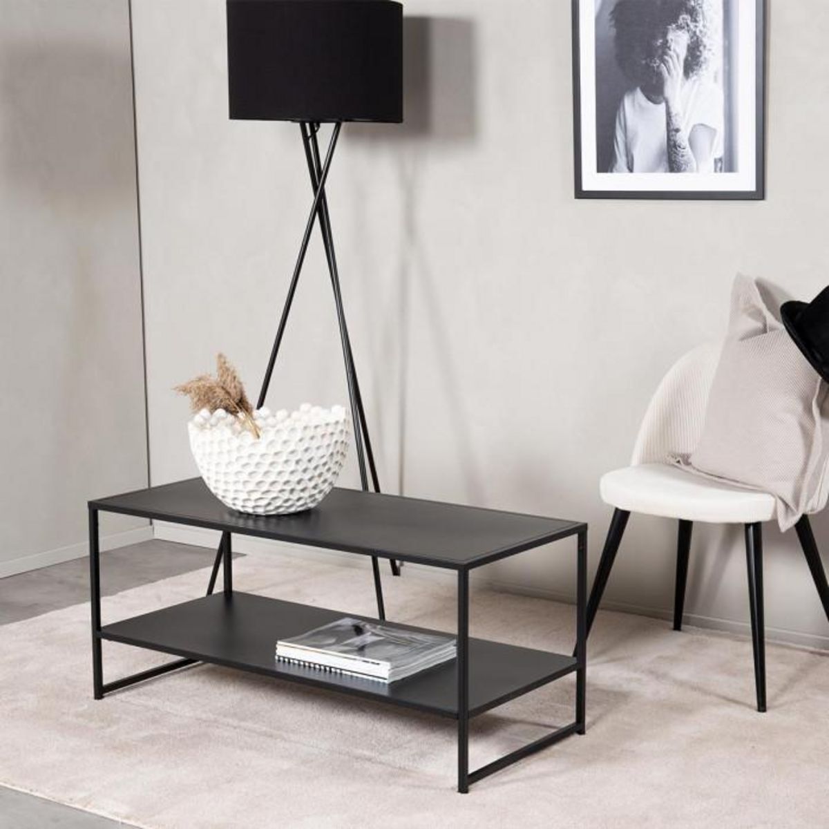 Paris Prix Table Basse Avec Étagère  Staal  102cm Noir