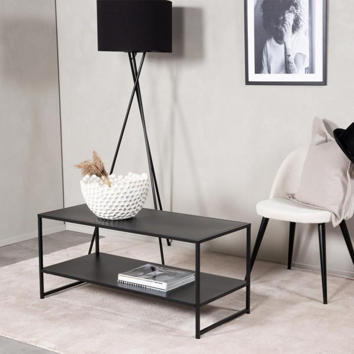 Paris Prix Table Basse Avec Étagère  Staal  102cm Noir