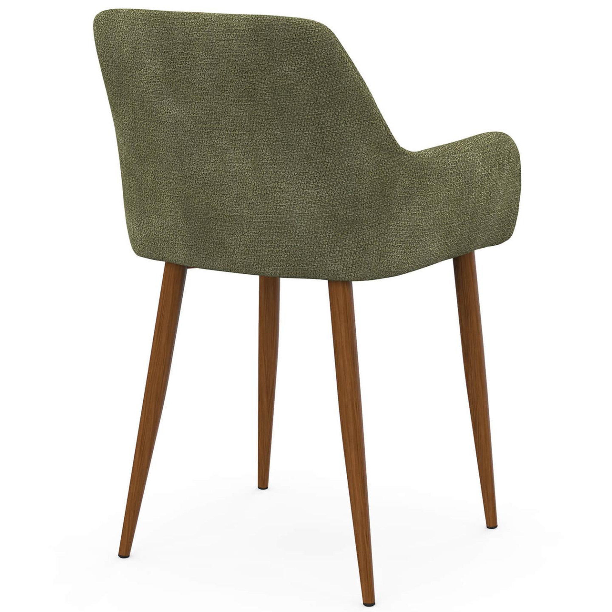 Voir la diapositive 4 : ID MARKET Lot de 4 chaises RORY en tissu chenille verte pieds noyer pour salle à manger