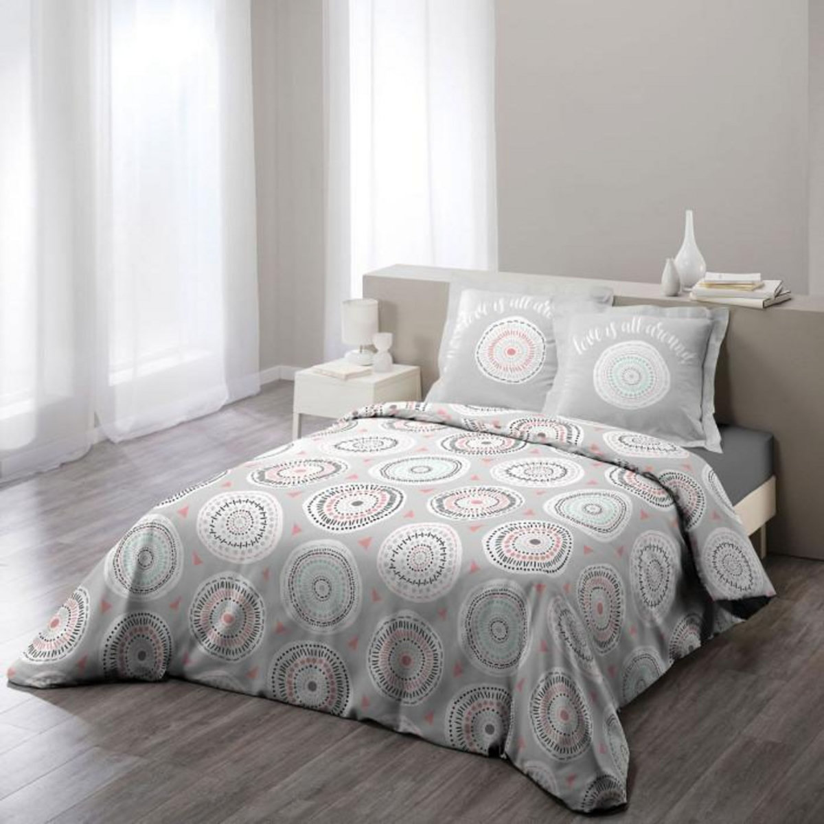 Paris Prix Parure de Lit 3 Pièces  Disco  240x220cm Rose & Menthe