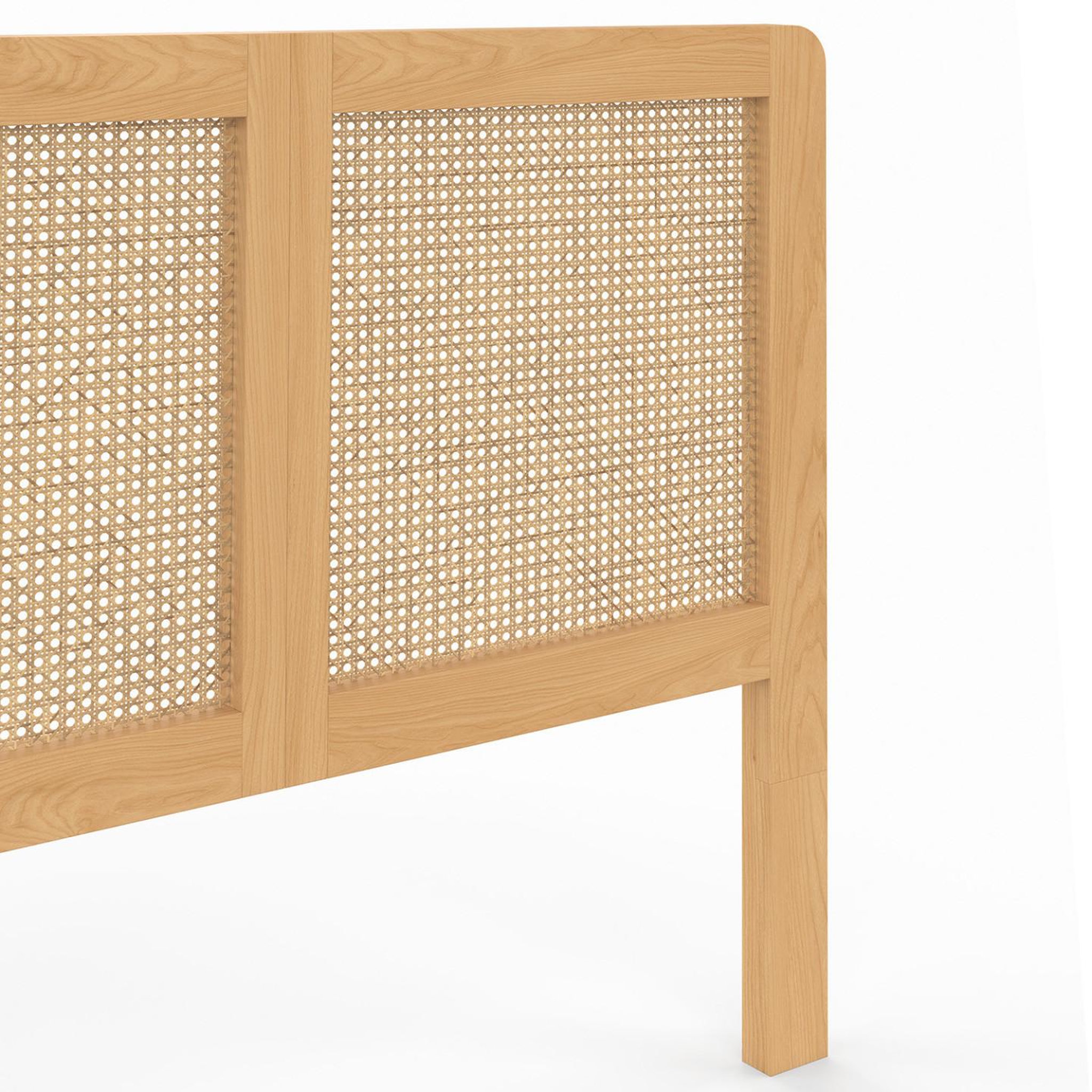 Voir la diapositive 5 : ID MARKET Tête de lit sur pied EDHEN 90 cm cannage et bois