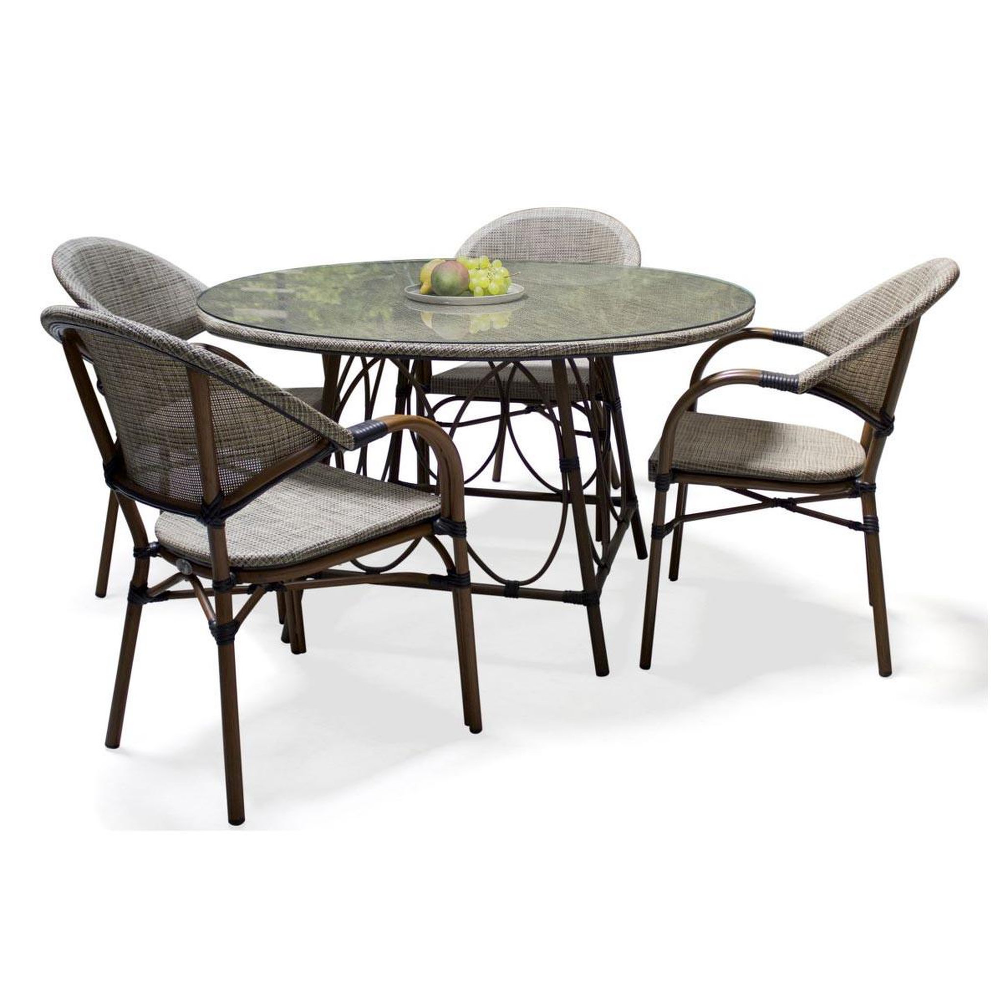DCB GARDEN Ensemble Table de Jardin & 4 Fauteuils  Ushuaia  125cm Marron