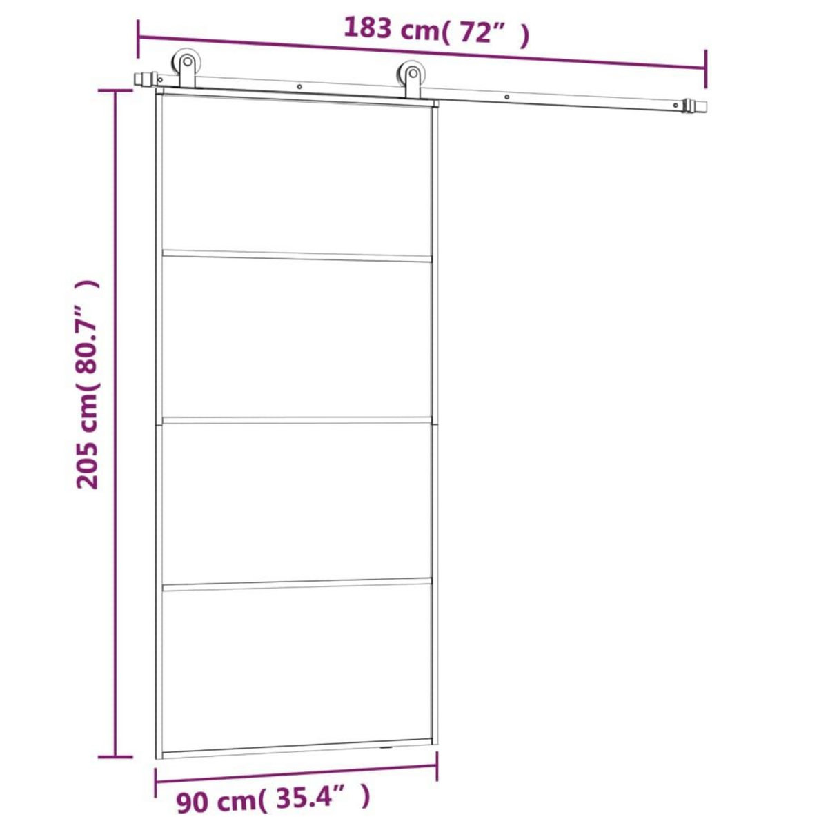 VIDAXL Porte coulissante avec kit de quincaillerie 90x205 cm Verre ESG