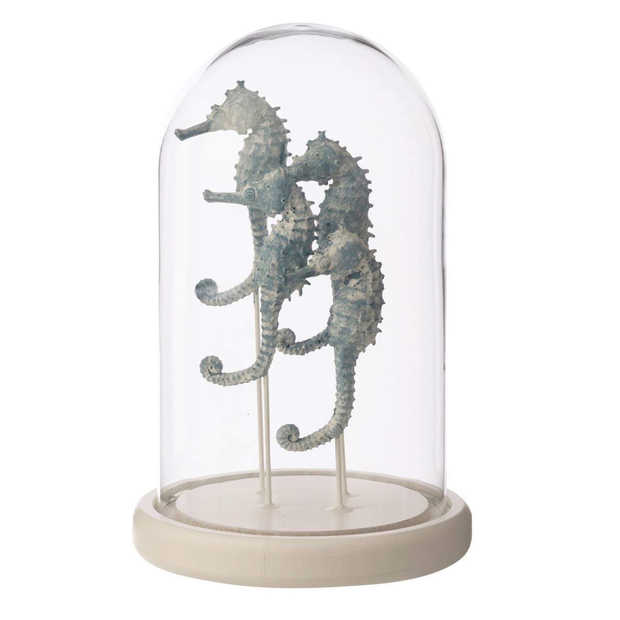 J-LINE Cloche déco en verre  hippocampe  22cm bleu