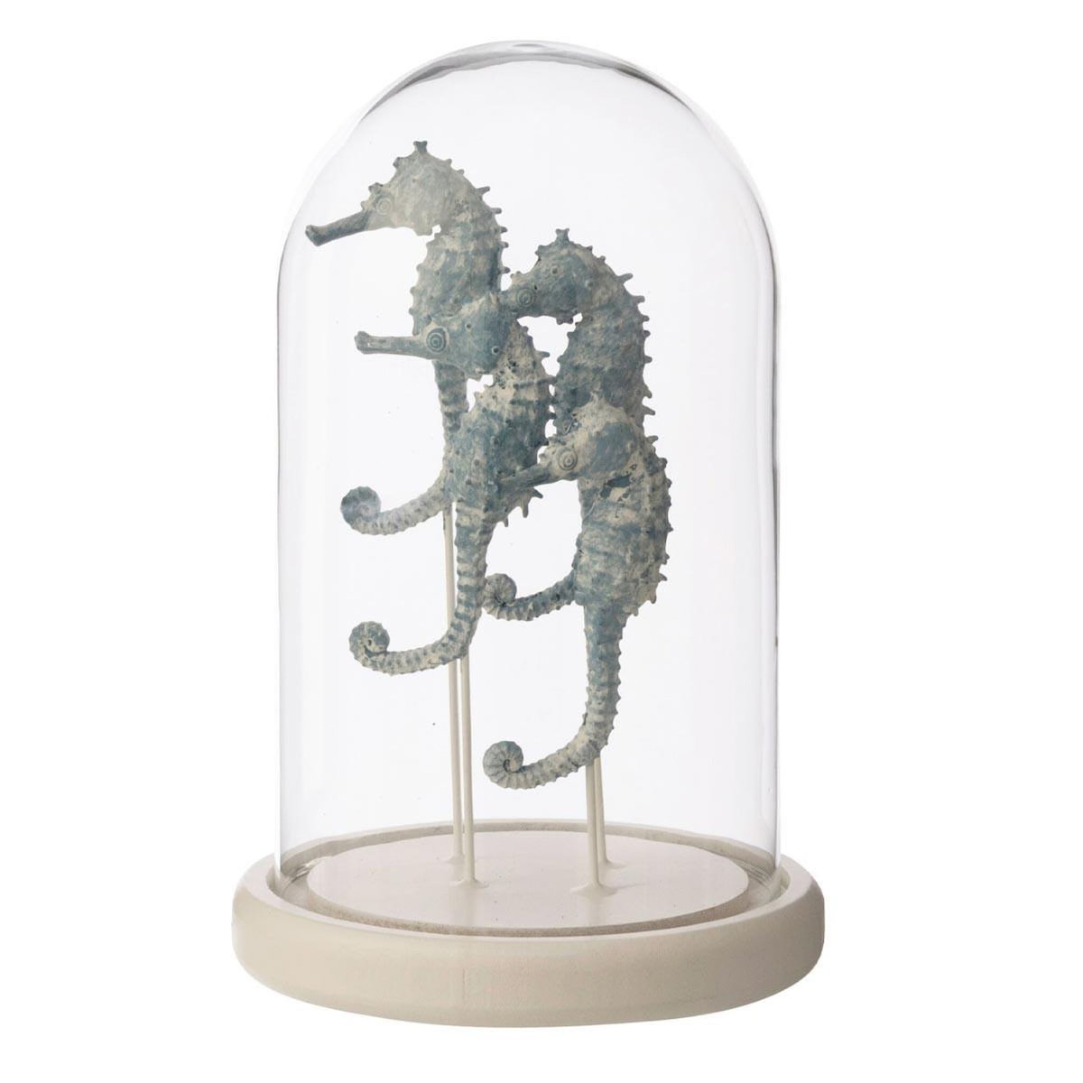 Paris Prix Cloche Déco en Verre  Hippocampe  22cm Bleu