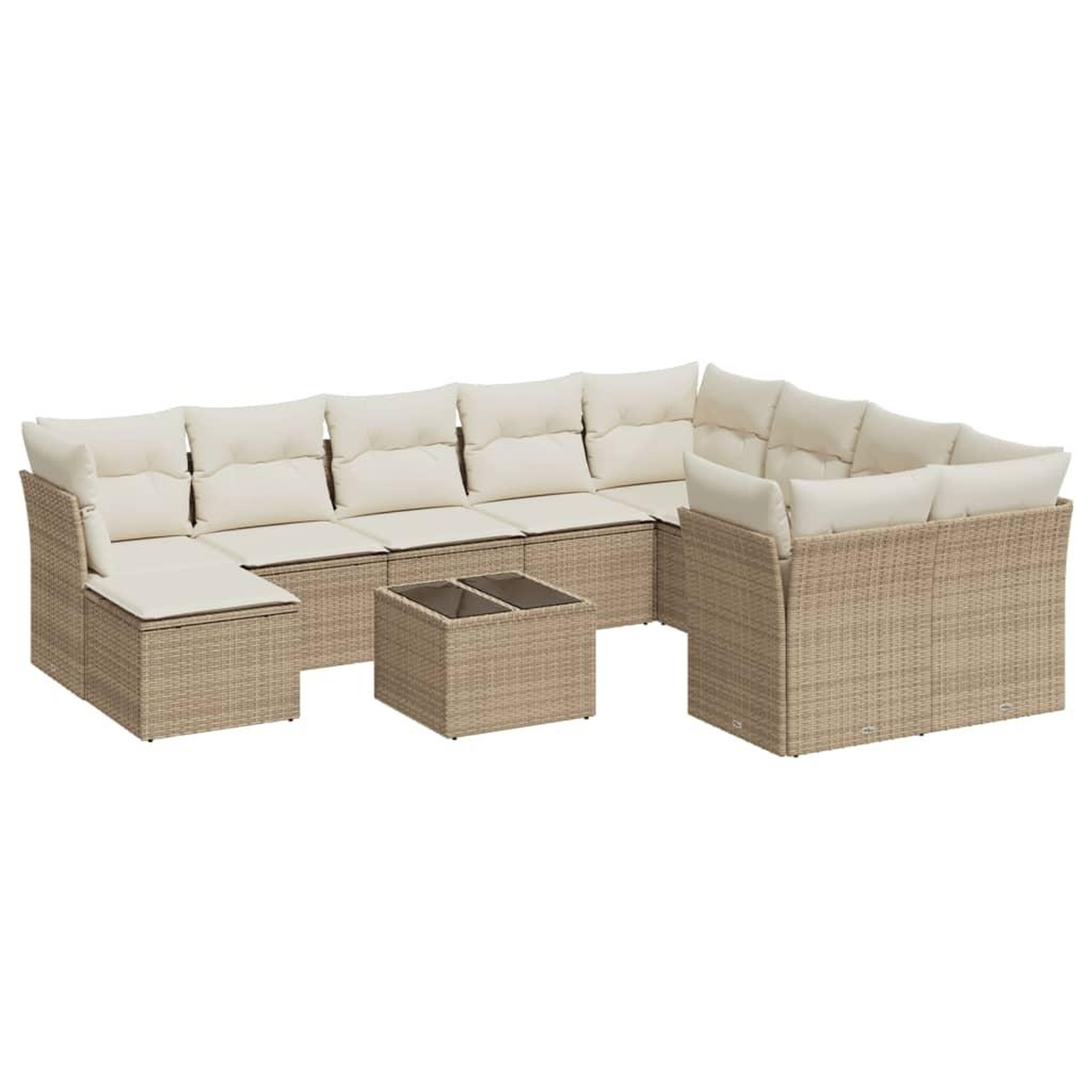 Voir la diapositive 2 : VIDAXL Salon de jardin 11 pcs avec coussins beige resine tressee