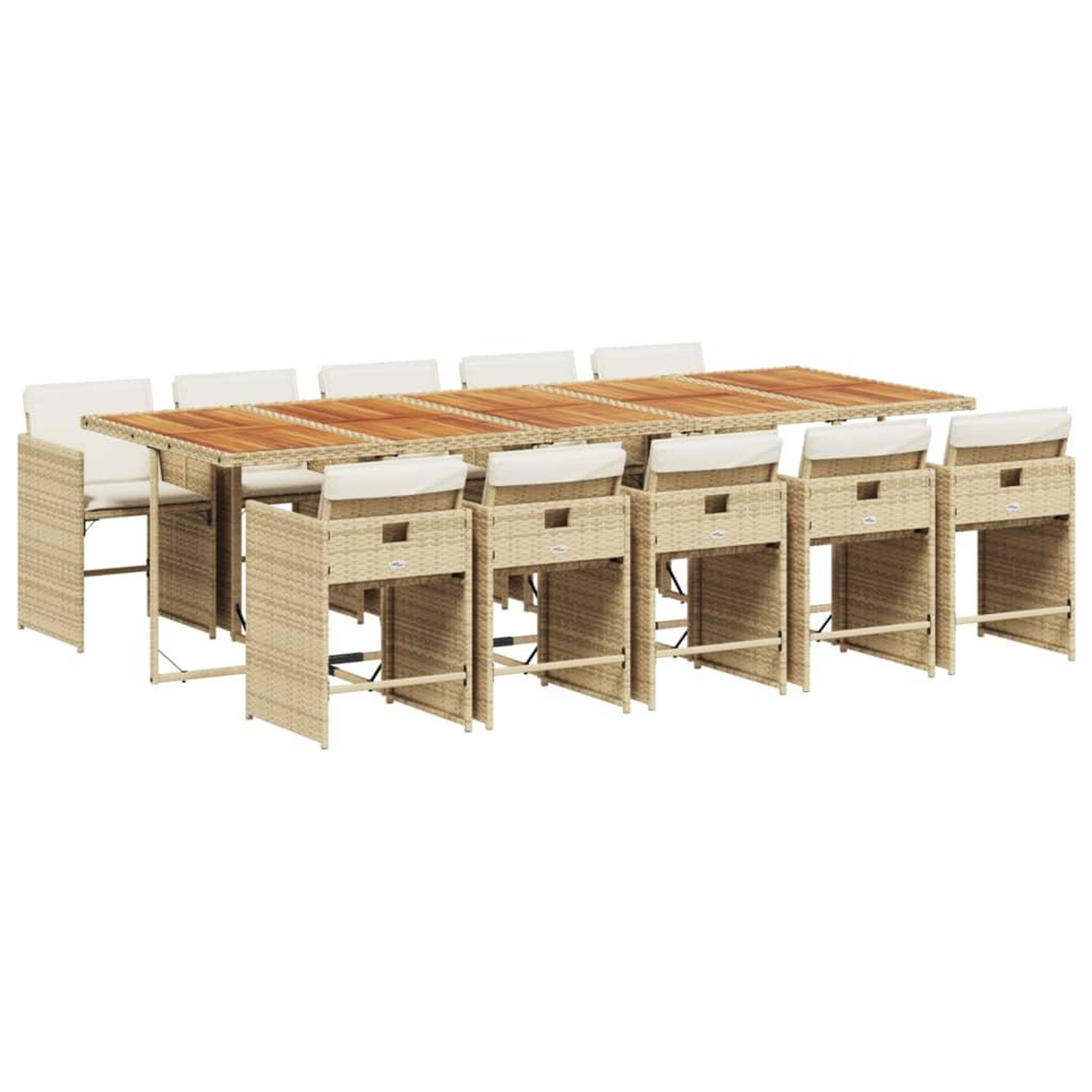 Voir la diapositive 2 : VIDAXL Ensemble a manger de jardin et coussins 11 pcs beige poly rotin