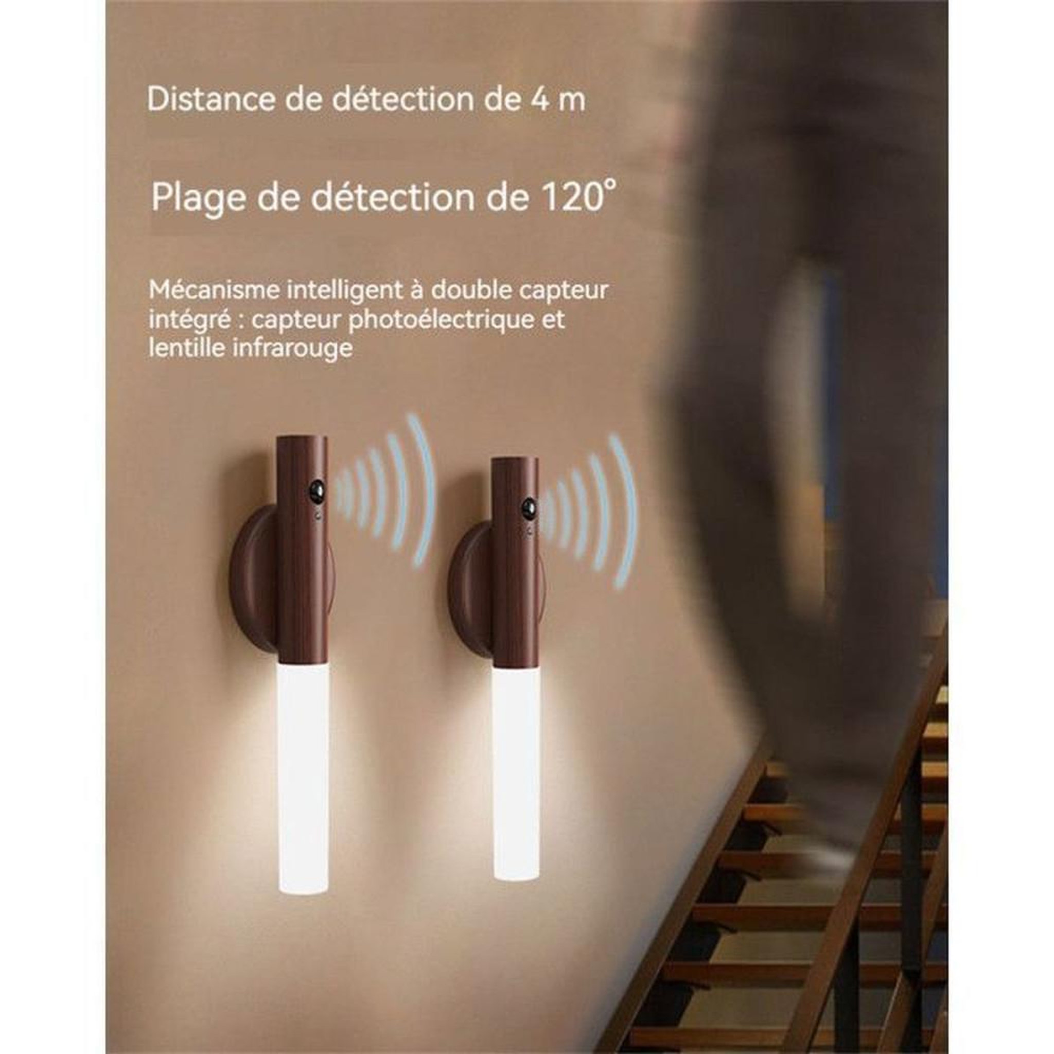 Voir la diapositive 3 : Applique murale orientable bicolore noire et dorée E27 incluse 300–600 lm, cadre en fer forgé