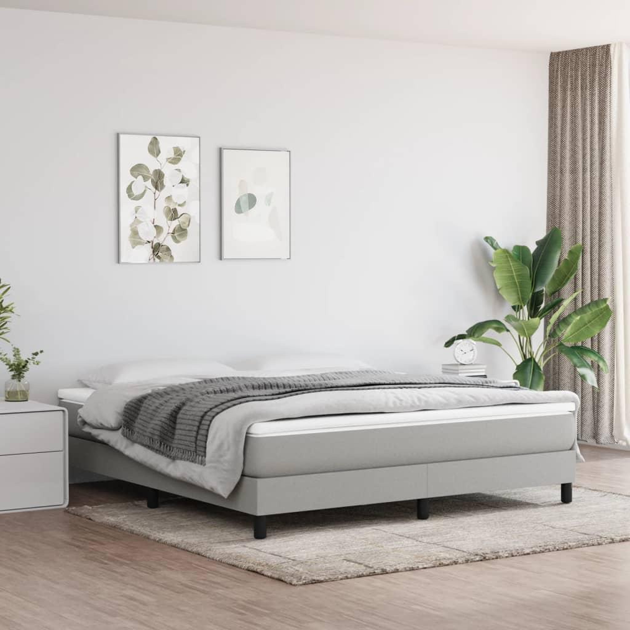 Voir la diapositive 1 : VIDAXL Sommier a lattes de lit avec matelas Gris clair 180x200cm Tissu