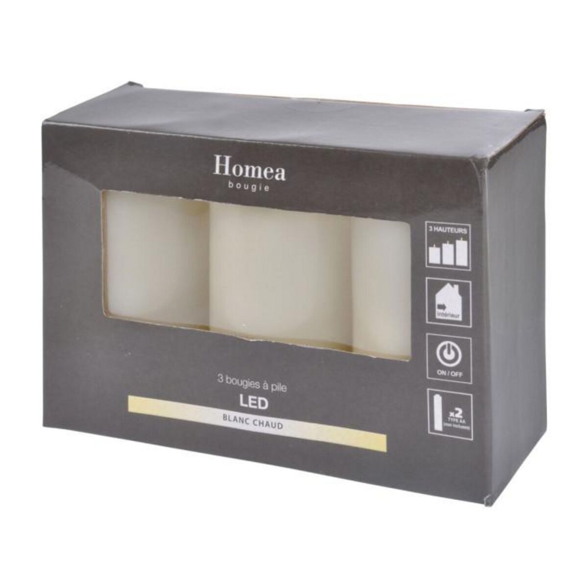 Paris Prix Lot de 3 Bougies Pilier  LED  15cm Ivoire