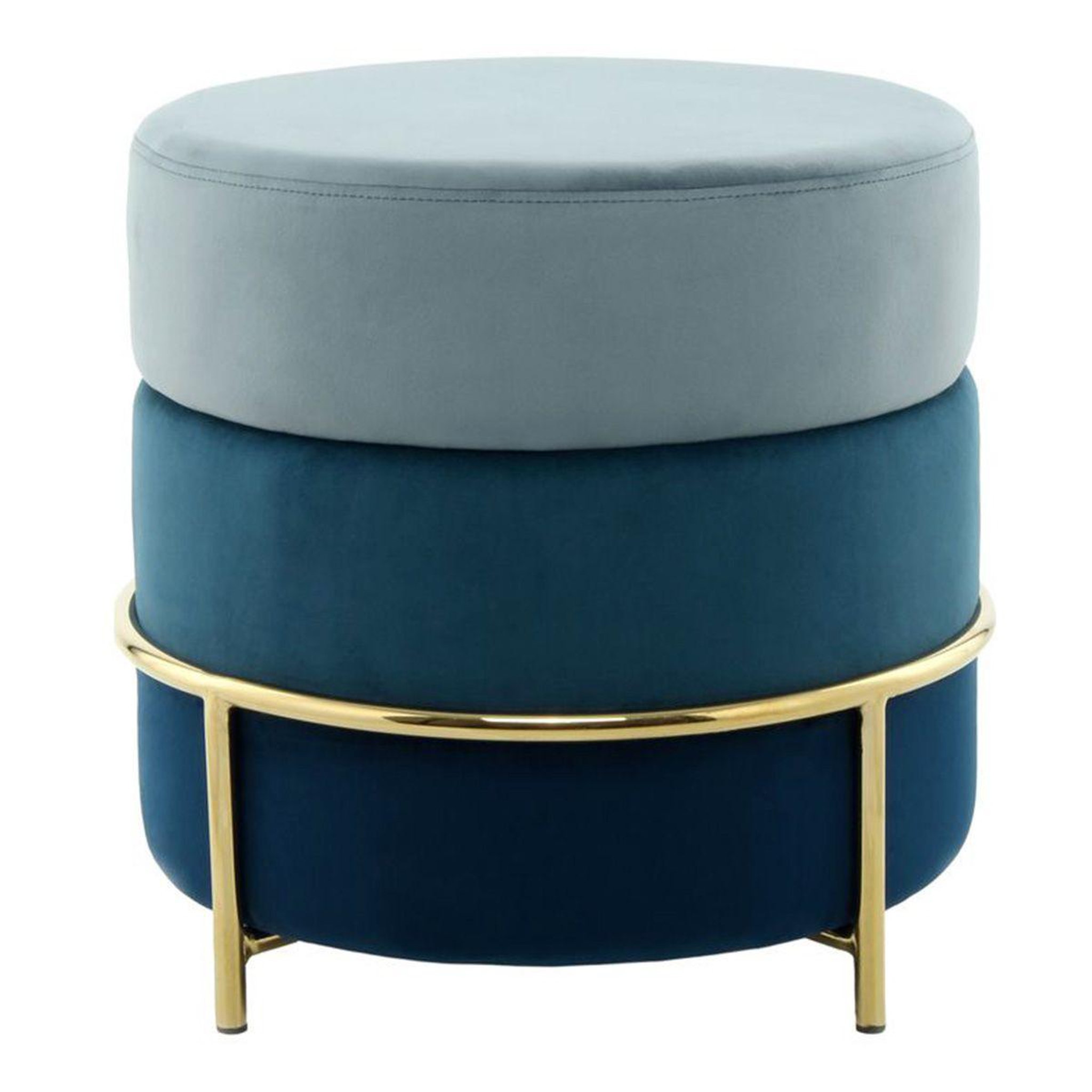 Paris Prix Pouf rond design en velours  matilda  48cm bleu
