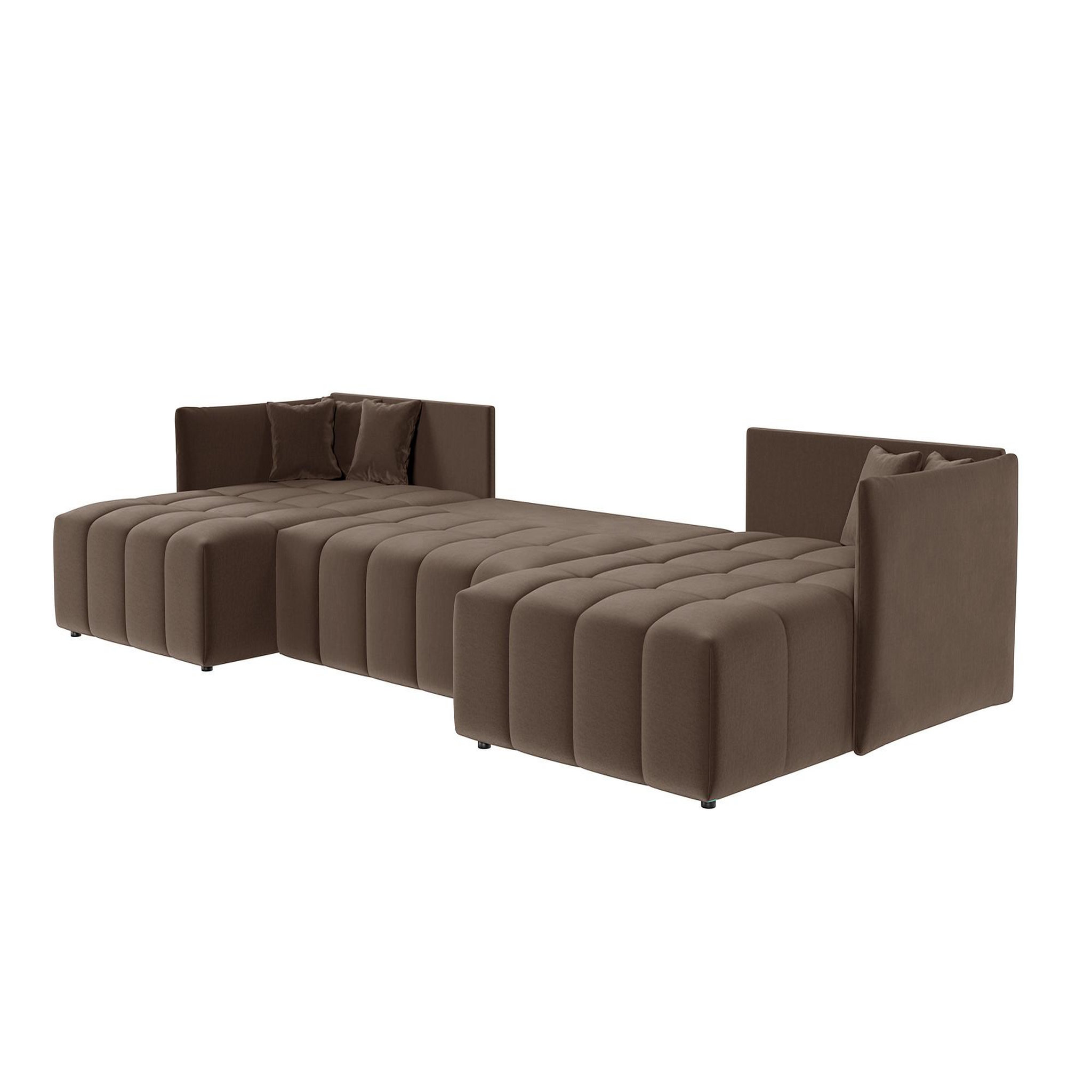 Voir la diapositive 2 : BEST MOBILIER Petra - canapé panoramique en u - 7 places - convertible - avec coffre - en velours