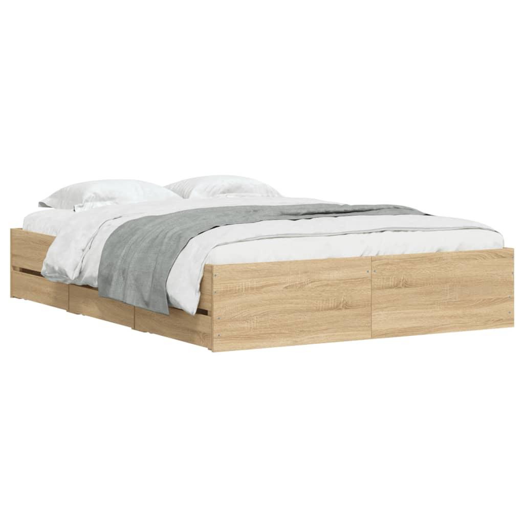 Voir la diapositive 3 : VIDAXL Cadre de lit avec tiroirs sans matelas chene sonoma 120x190 cm