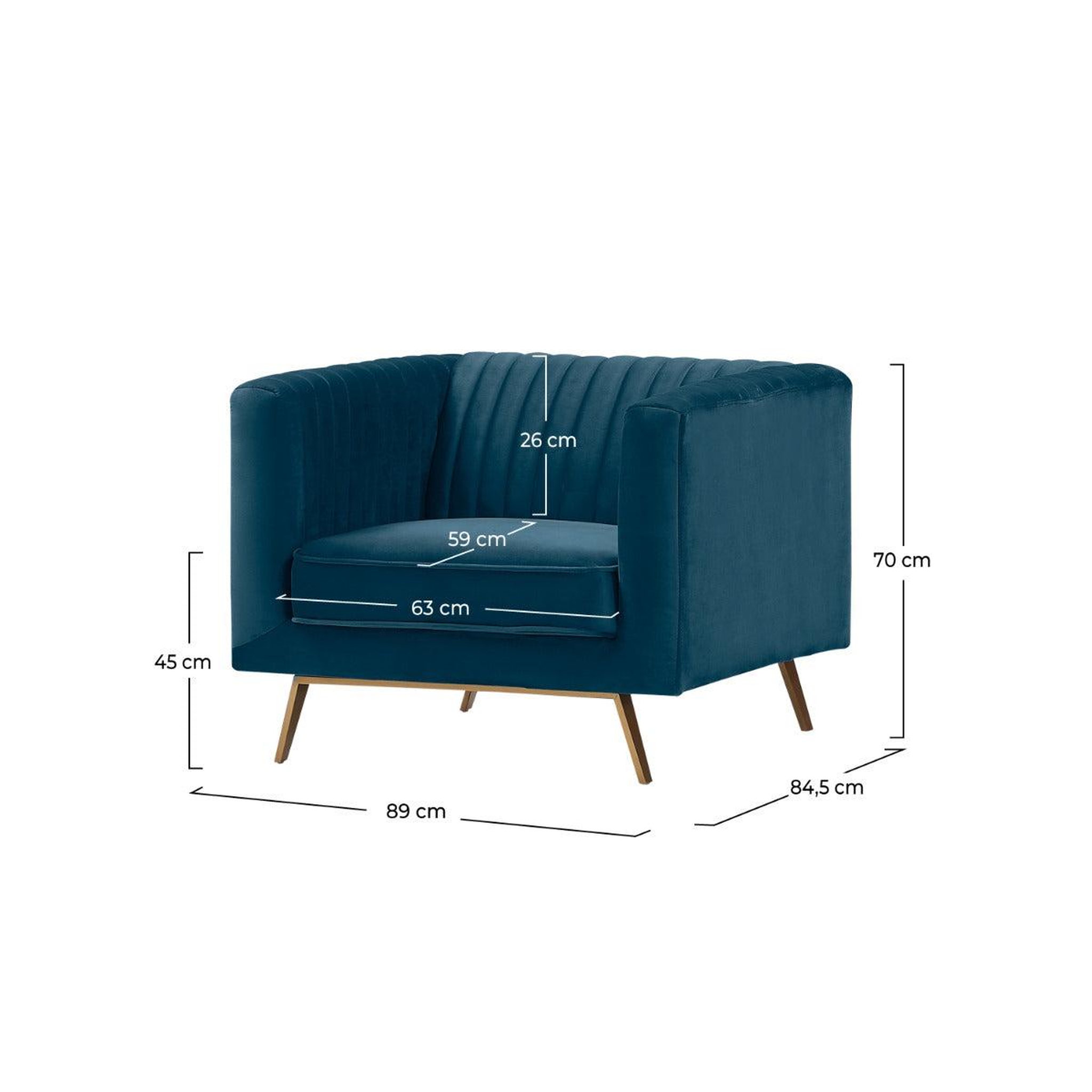 Voir la diapositive 4 : MAISON PAVANE Fauteuil en velours bleu foncé-Gatsby