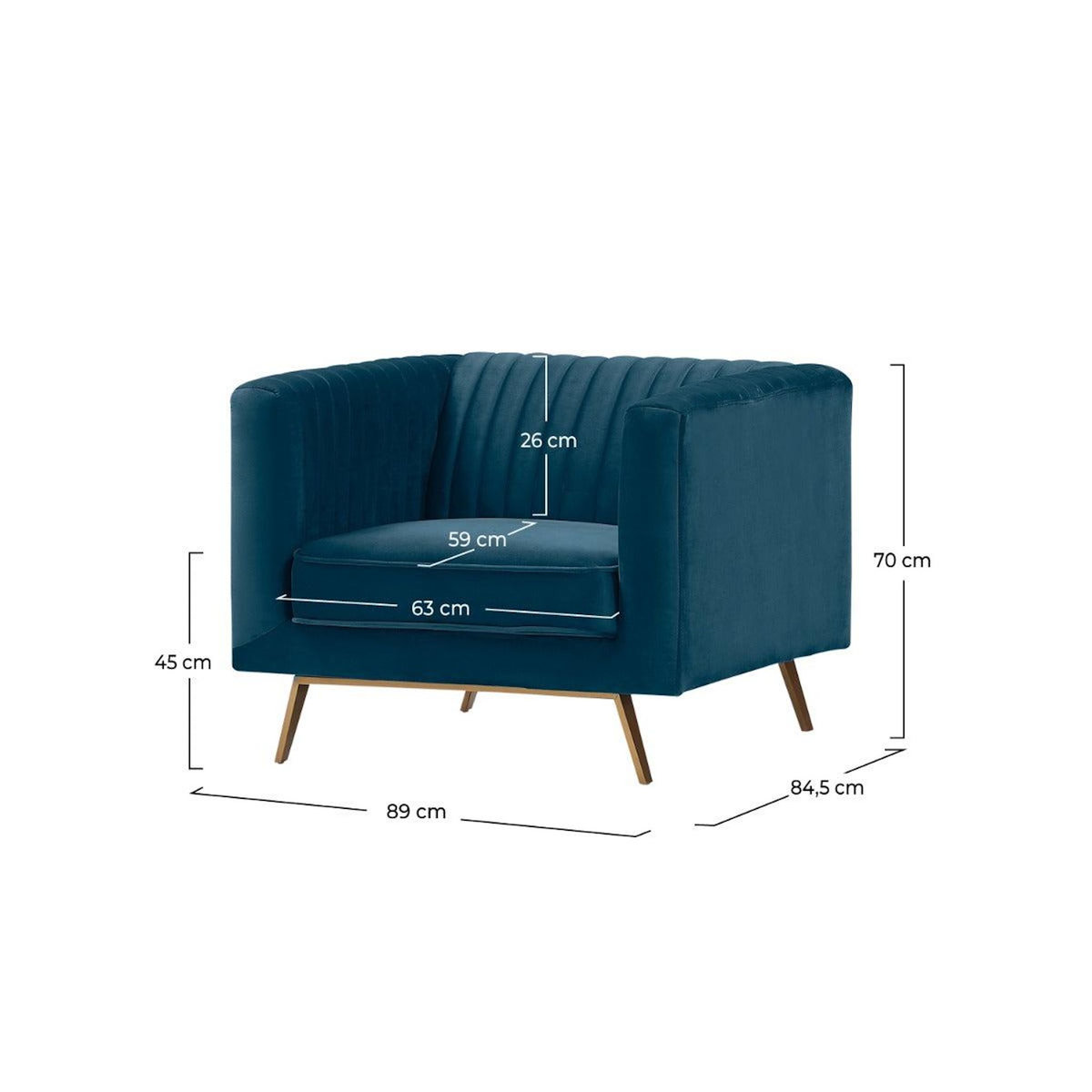 Rendez vous déco Fauteuil en velours bleu foncé-Gatsby