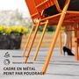 Voir la diapositive 6 : OUTSUNNY Lot de 4 chaises de jardin empilables design néo-rétro avec hauts dossiers accoudoirs acier époxy orange