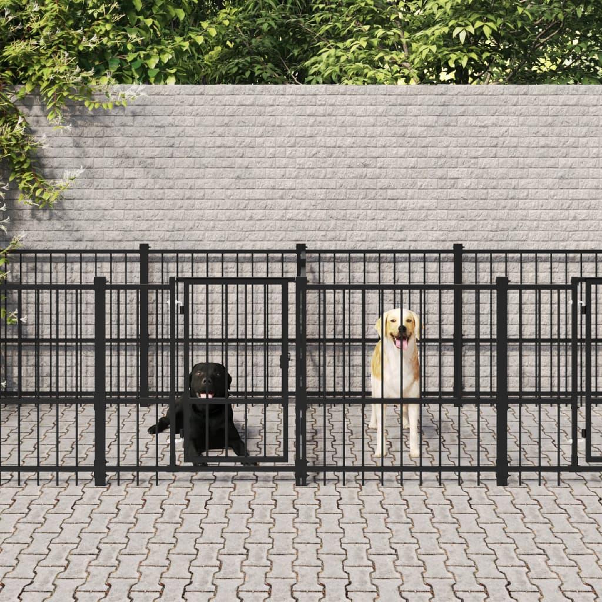 VIDAXL Chenil d'exterieur pour chiens Acier 18,77 m²