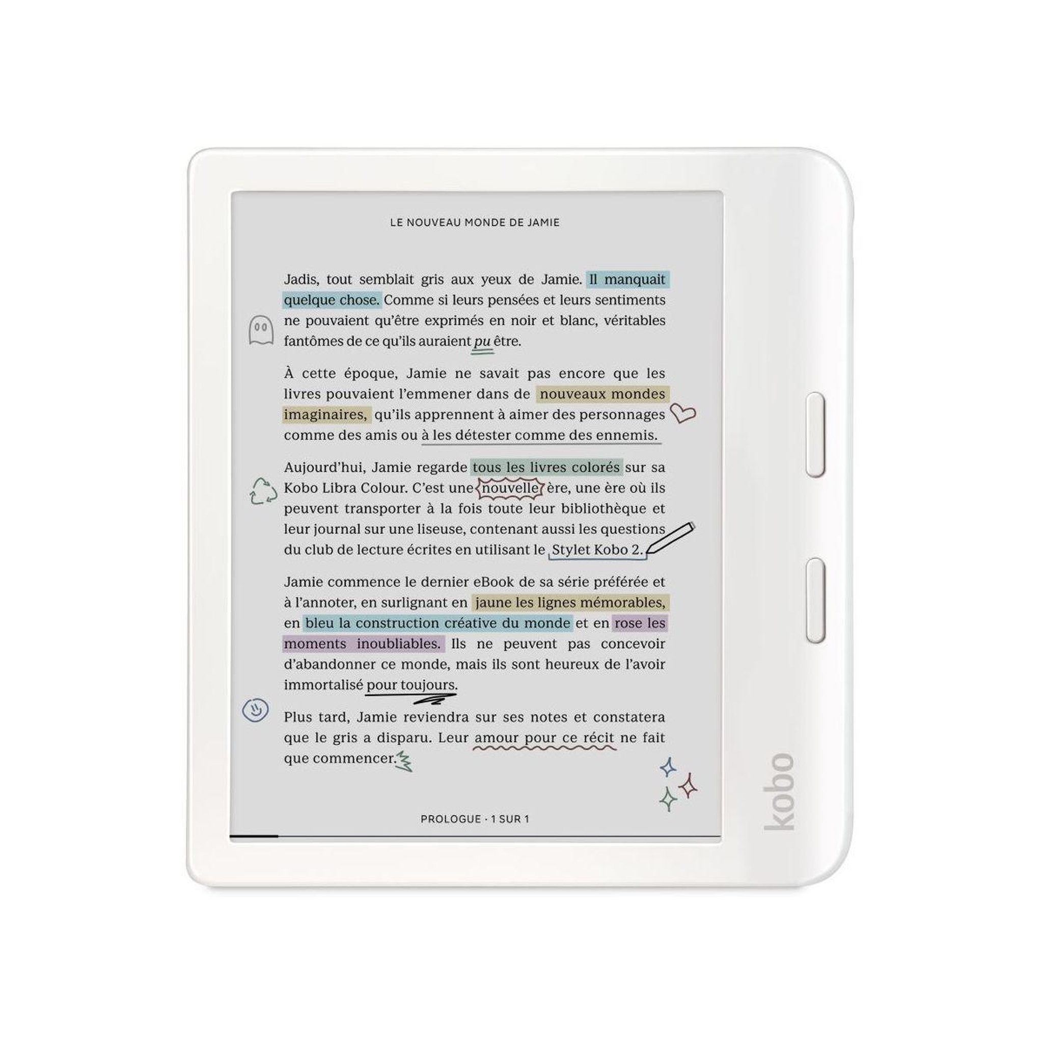 Voir la diapositive 2 : kobo Liseuse eBook Libra Colour Blanche