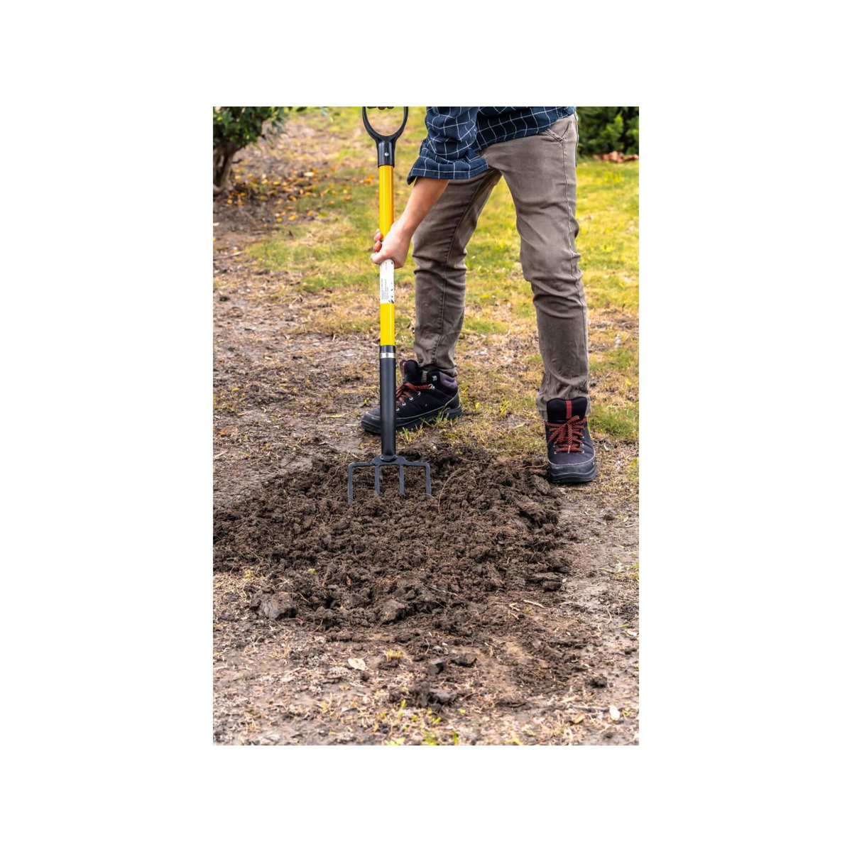 SUAN Fourche à bêcher pour jardin - Suan - 4 dents - Manche en fibre de verre - Poignée confort