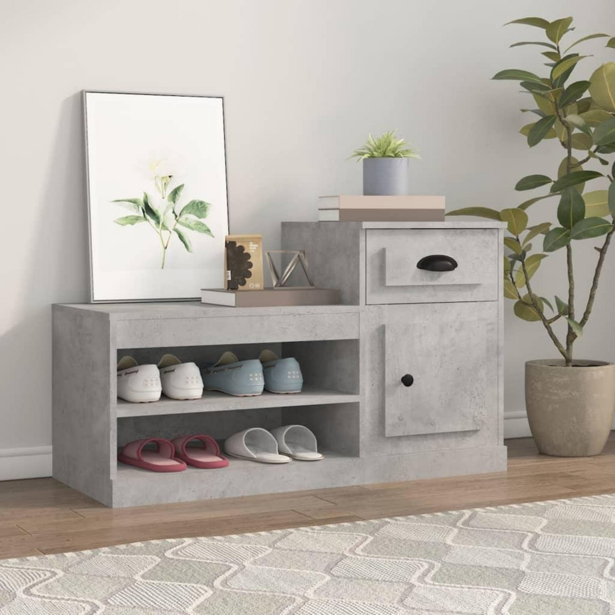 VIDAXL Armoire a chaussures gris beton 100x42x60 cm bois d'ingenierie