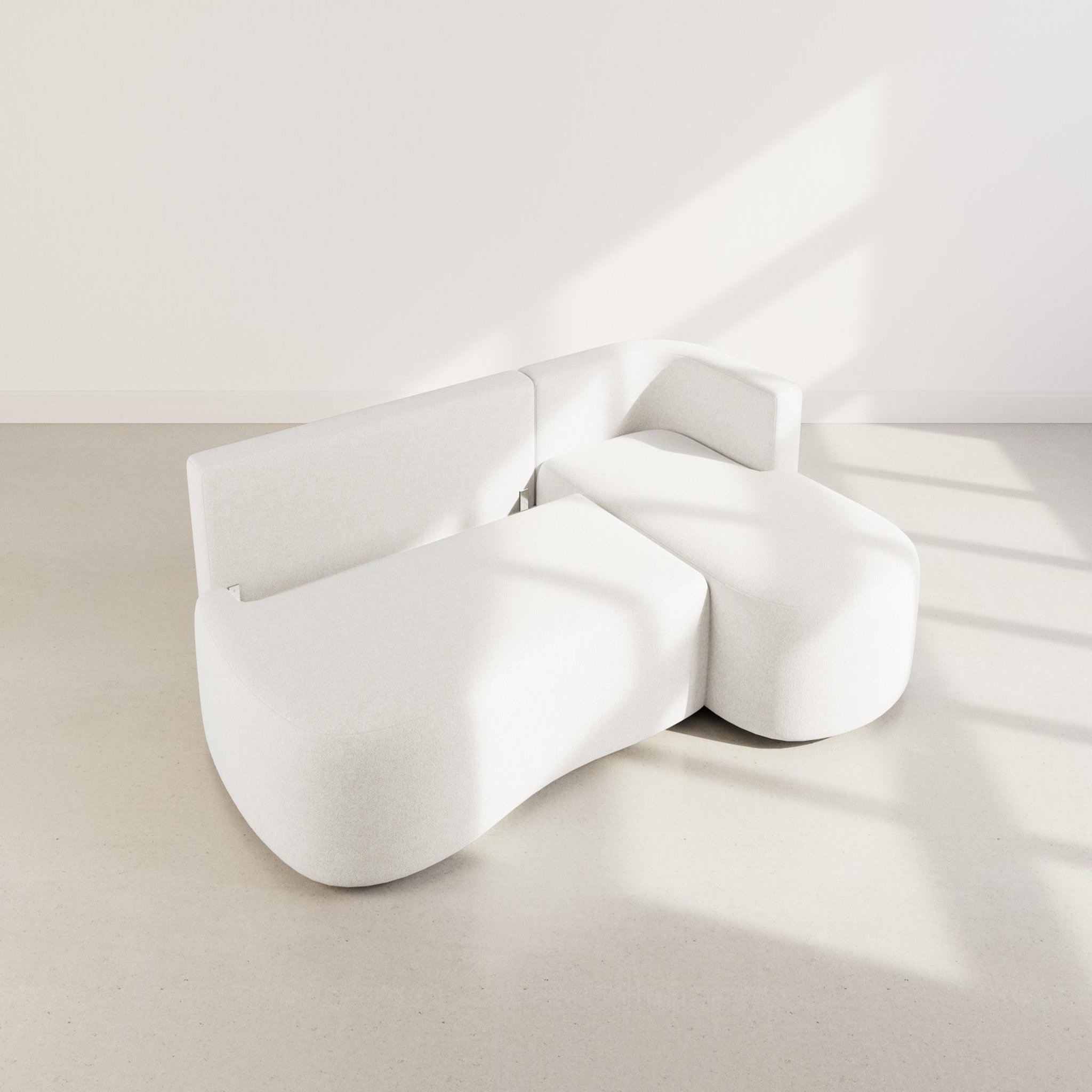 Voir la diapositive 3 : LISA DESIGN Mahina - canapé d'angle droit 4 places convertible avec coffre en tissu texturé
