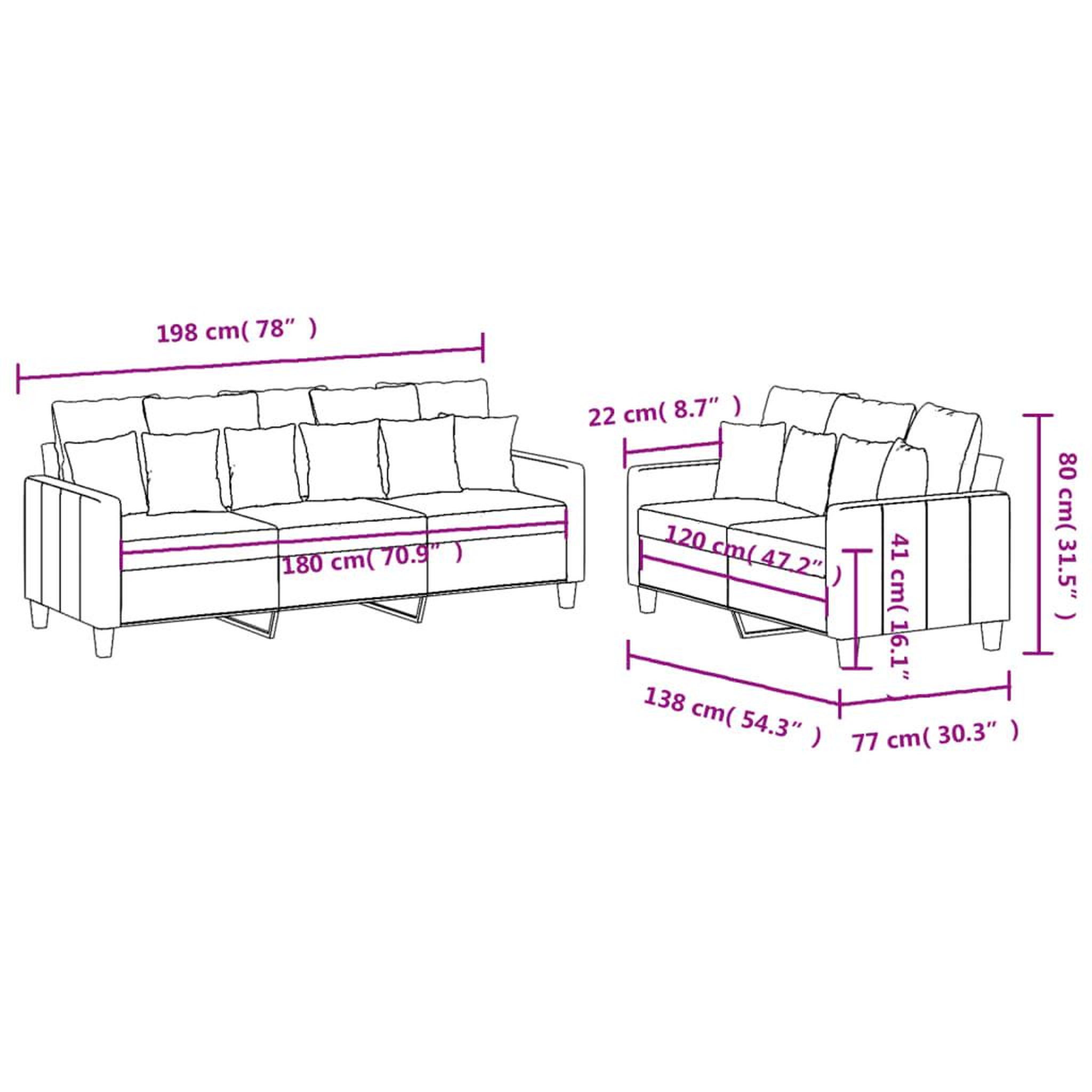 Voir la diapositive 6 : VIDAXL Ensemble de canapes 2 pcs avec coussins Creme Tissu