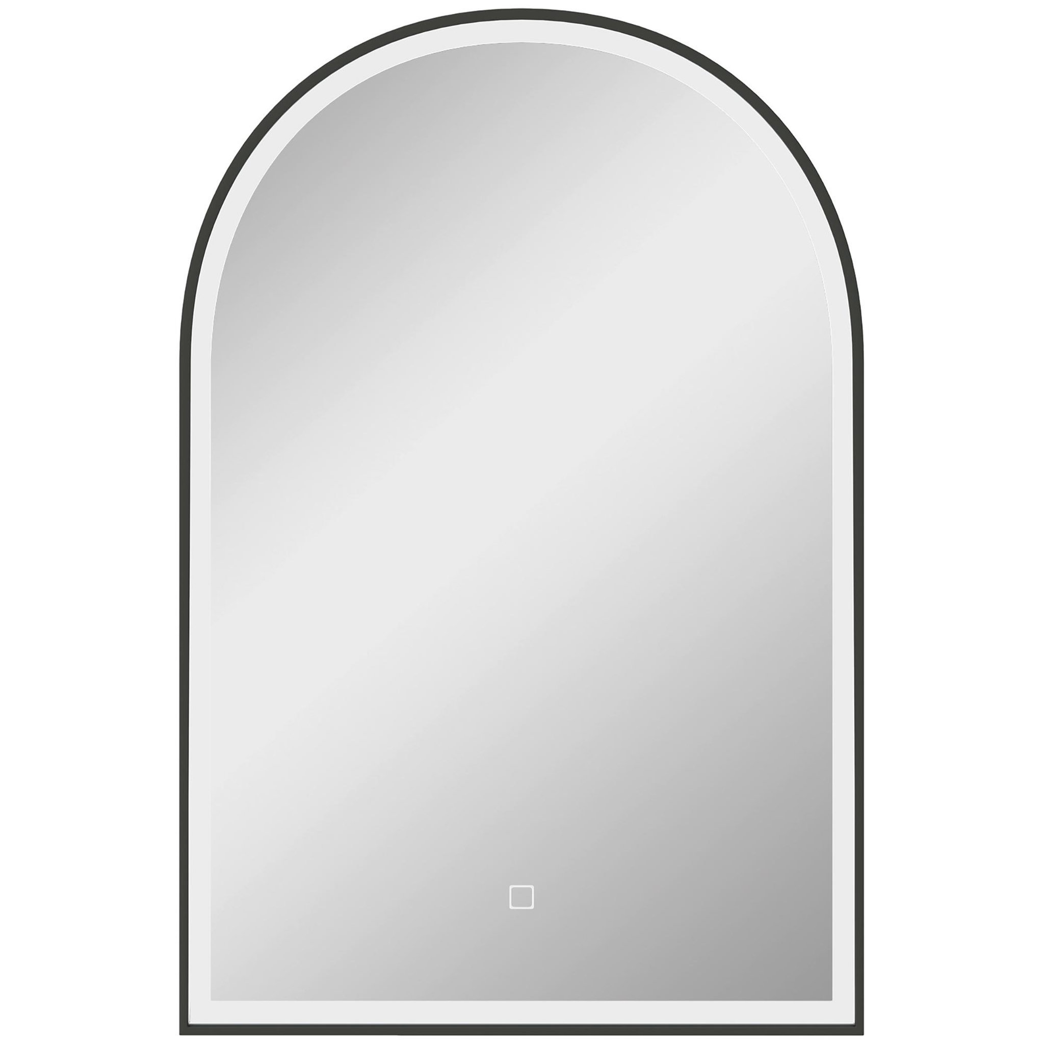 HOMCOM Miroir lumineux led arqué de salle de bain 90 x 60 cm - tactile, réglable, anti-buée - alu noir