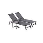 CONCEPT USINE Lot de 2 transats et une table d'appoint noir PRATO