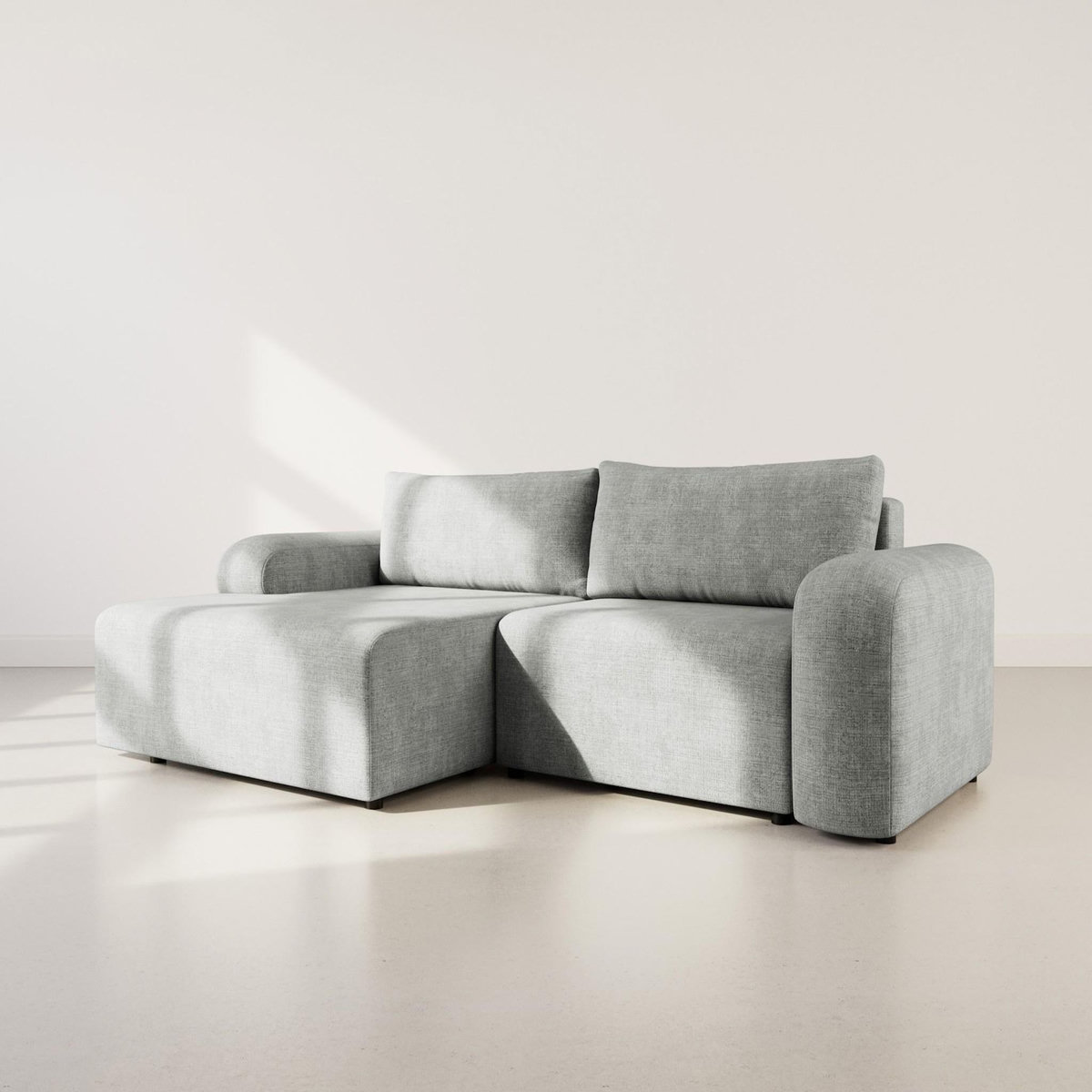 BEST MOBILIER Rebecca - canapé d'angle gauche 4 places convertible avec coffre en velours texturé