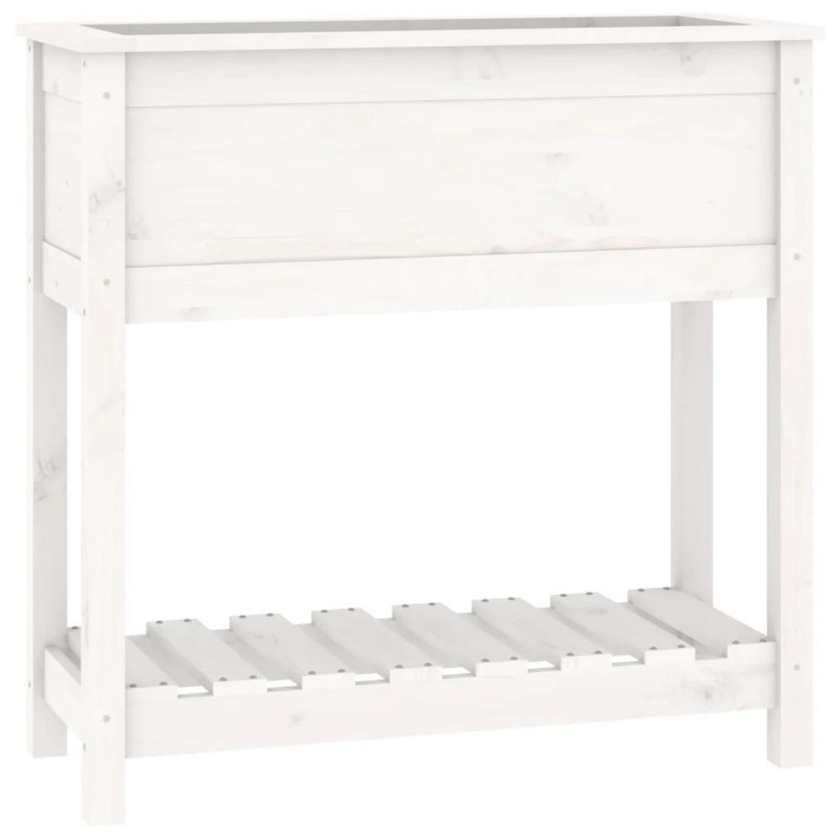 VIDAXL Jardiniere avec etagere Blanc 82,5x34,5x81cm Bois massif de pin