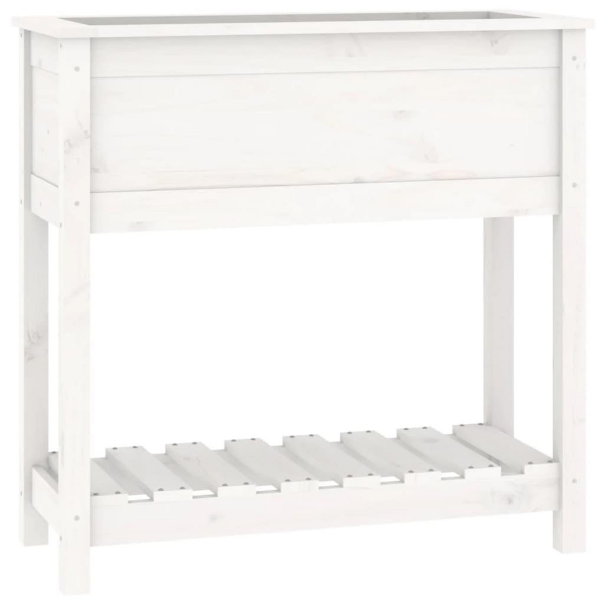 VIDAXL Jardiniere avec etagere Blanc 82,5x34,5x81cm Bois massif de pin