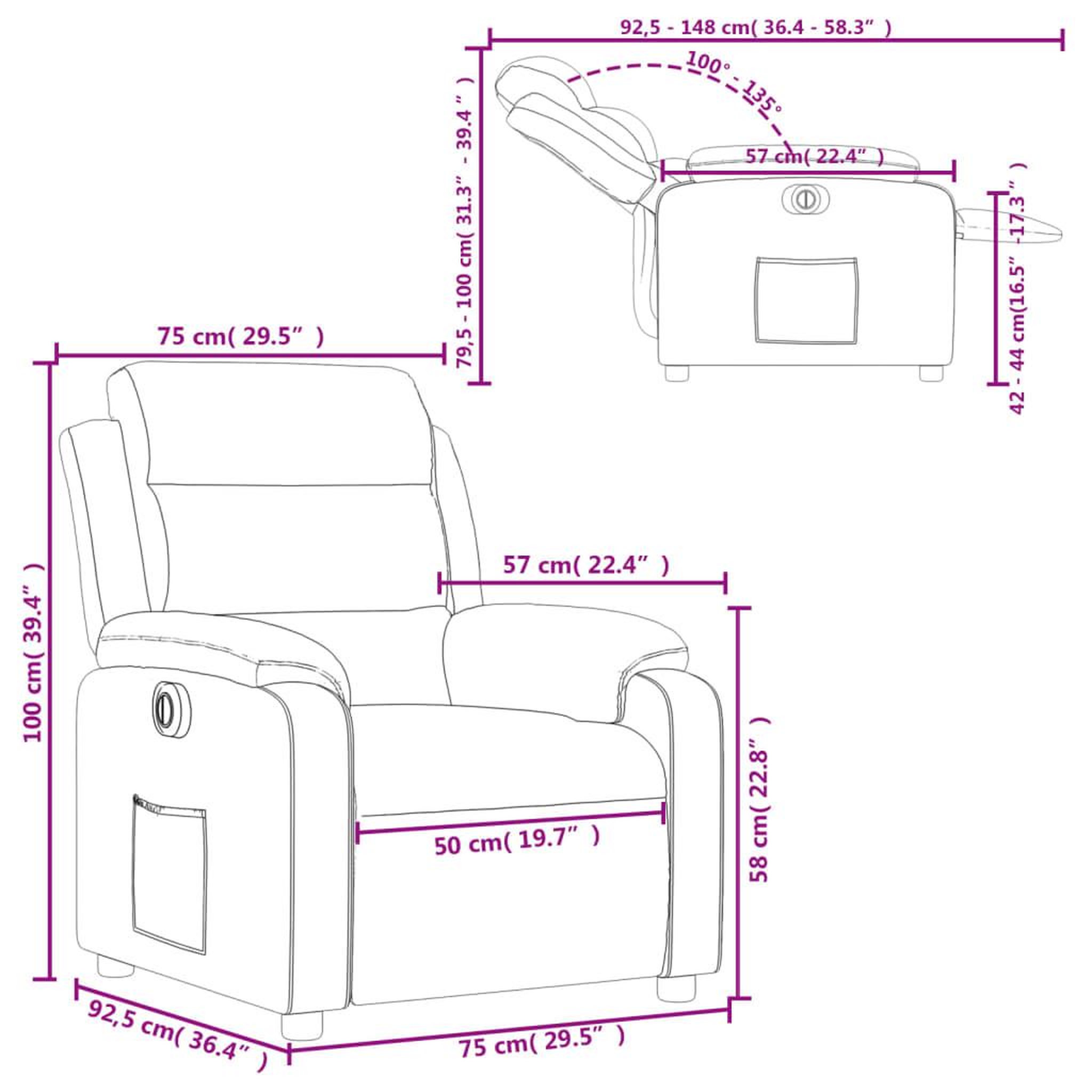 Voir la diapositive 6 : VIDAXL Fauteuil inclinable electrique gris clair velours