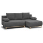 Voir la diapositive 3 : MARKET24 Canapé d'angle droit convertible MIKA 3 places - Tissu gris clair - Coffre de rangement - L218 x P98/145 x H84 cm