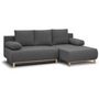 Voir la diapositive 3 : MARKET24 Canapé d'angle droit convertible MIKA 3 places - Tissu gris clair - Coffre de rangement - L218 x P98/145 x H84 cm