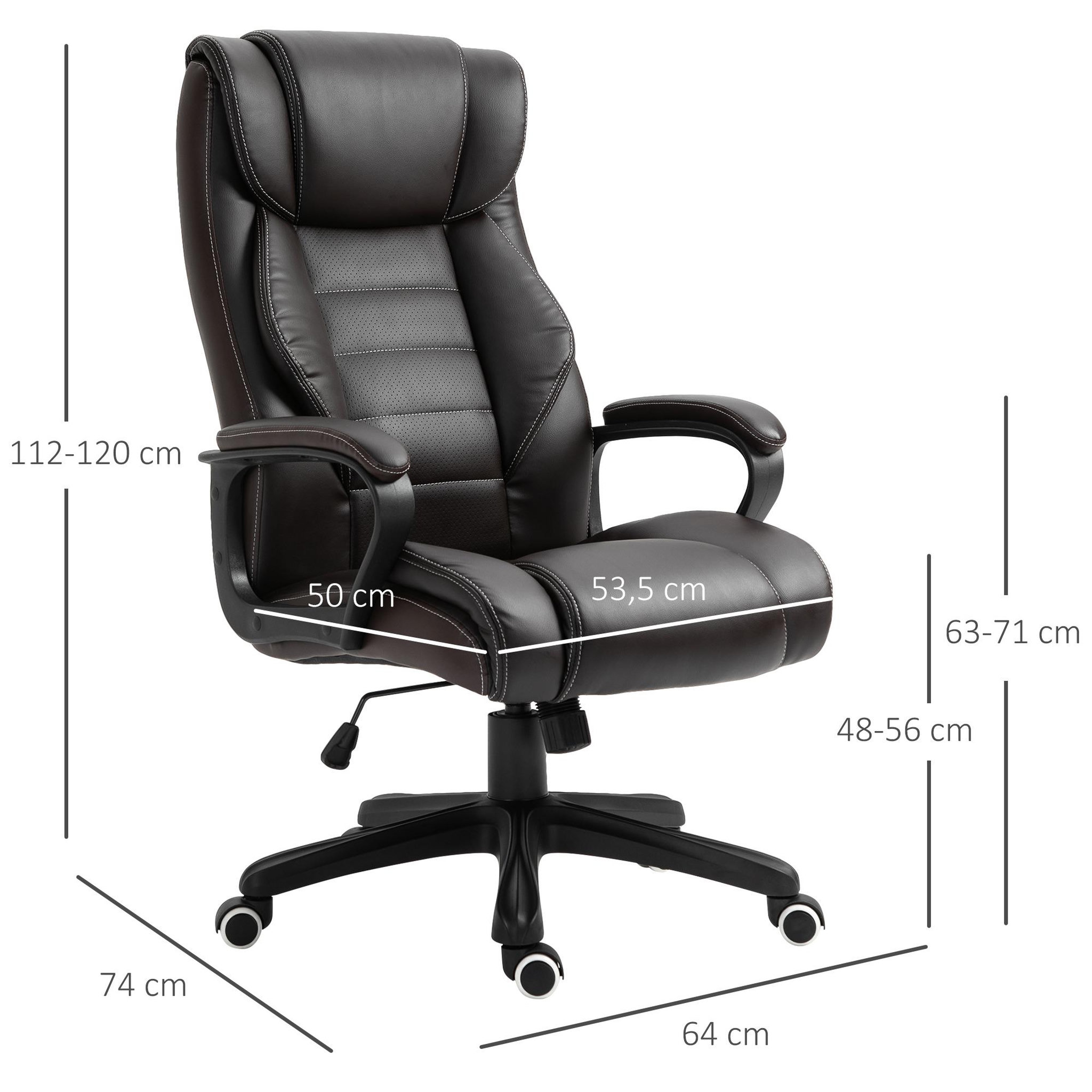 Voir la diapositive 3 : VINSETTO Fauteuil de bureau direction massant grand confort hauteur réglable fonction dossier à bascule revêtement synthétique noir